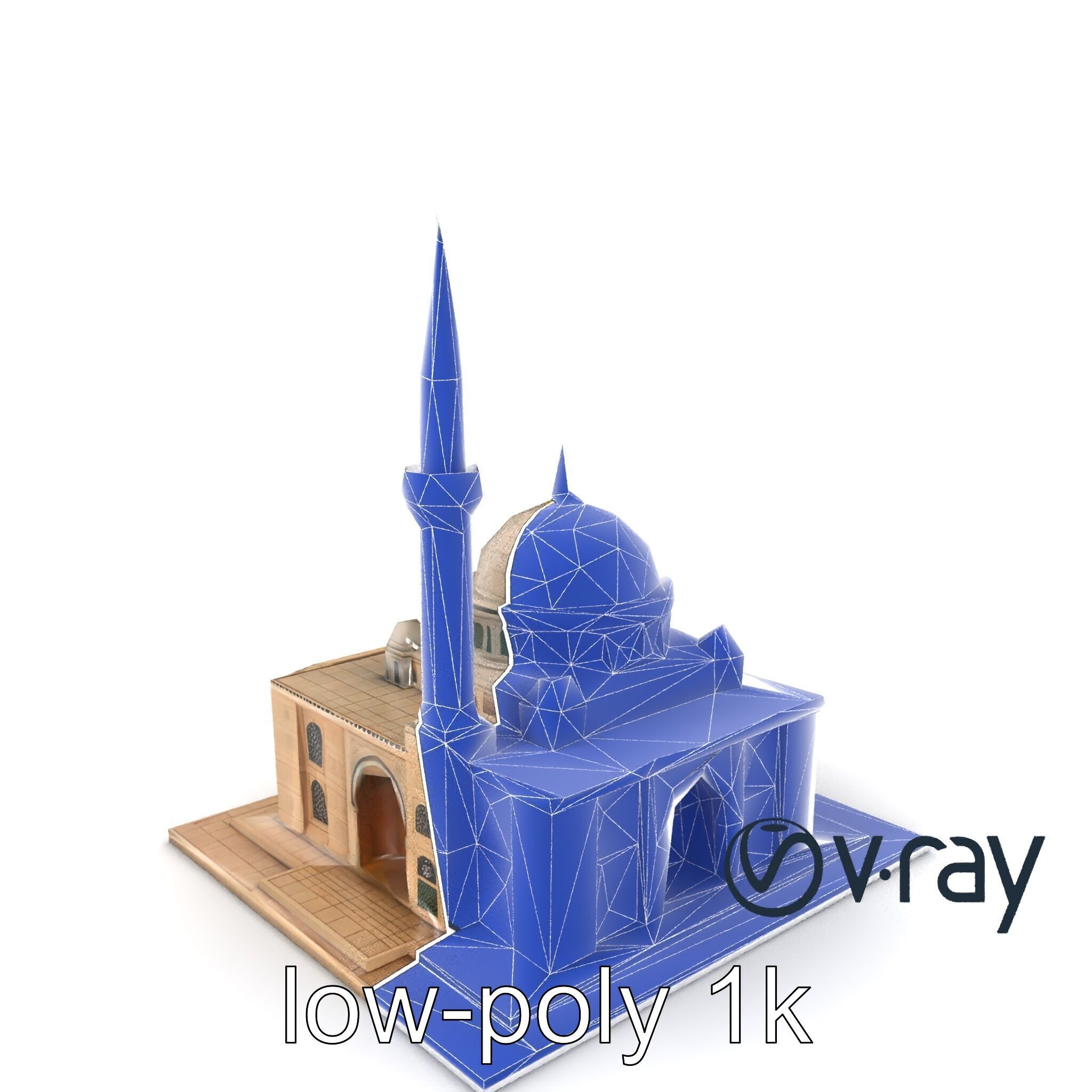 Majestic Mosque with Minaret model pack Low-poly 3D model_5
