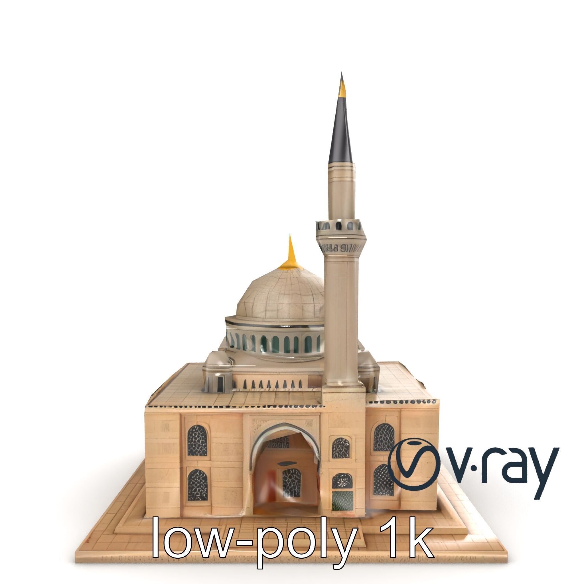 Majestic Mosque with Minaret model pack Low-poly 3D model_19