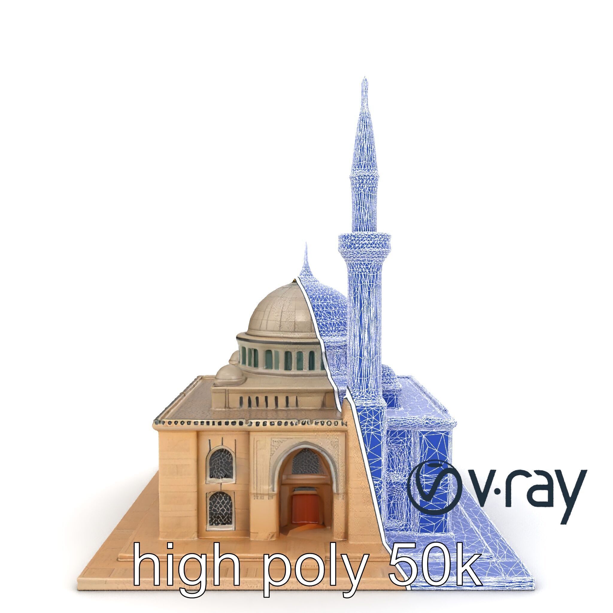Majestic Mosque with Minaret model pack Low-poly 3D model_23