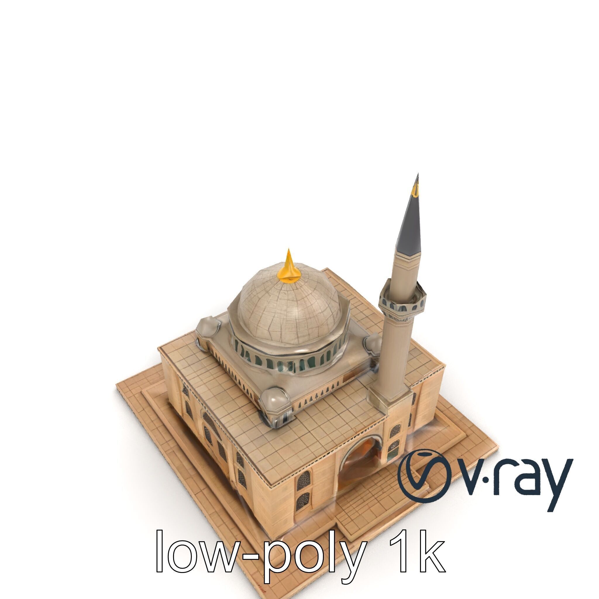 Majestic Mosque with Minaret model pack Low-poly 3D model_28
