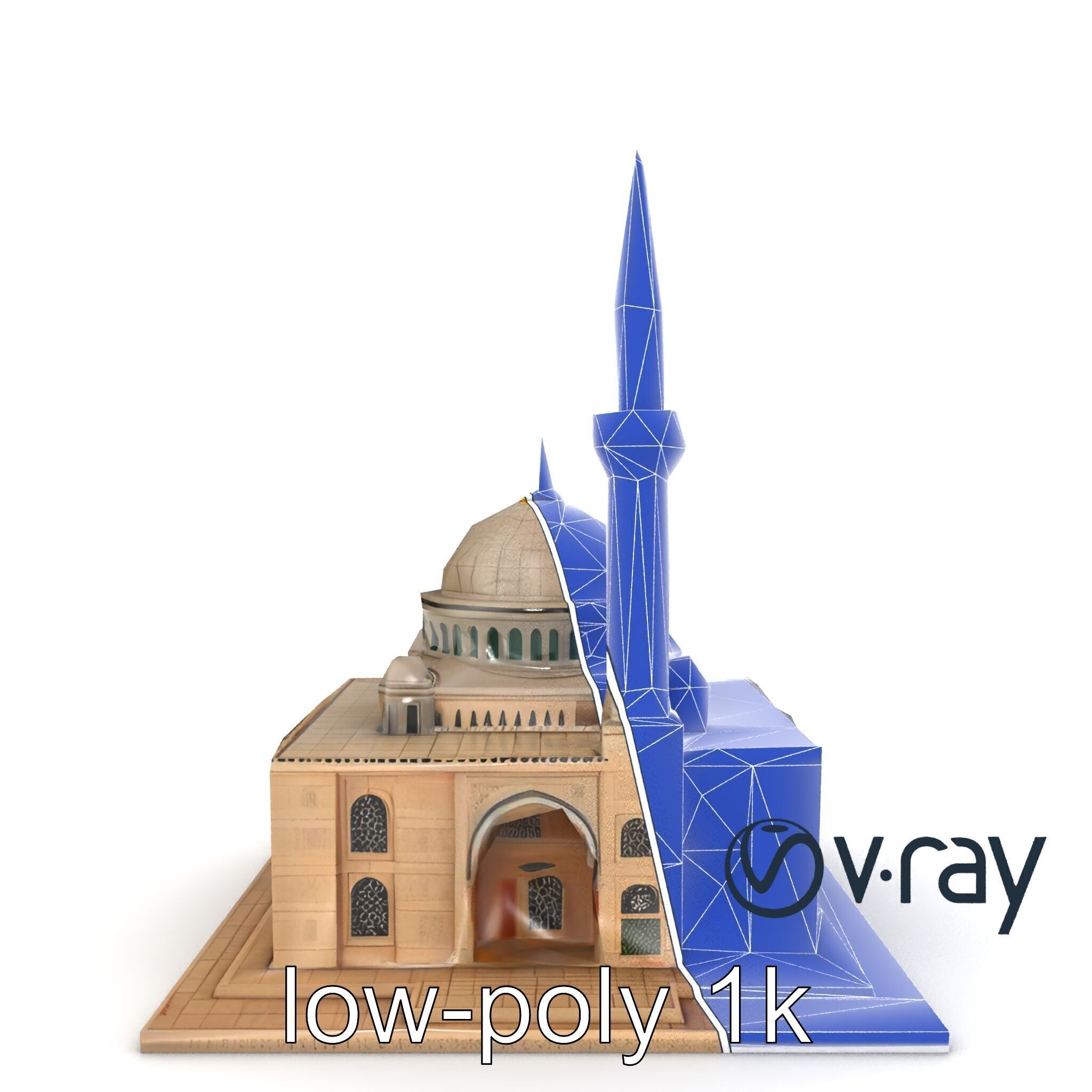 Majestic Mosque with Minaret model pack Low-poly 3D model_22