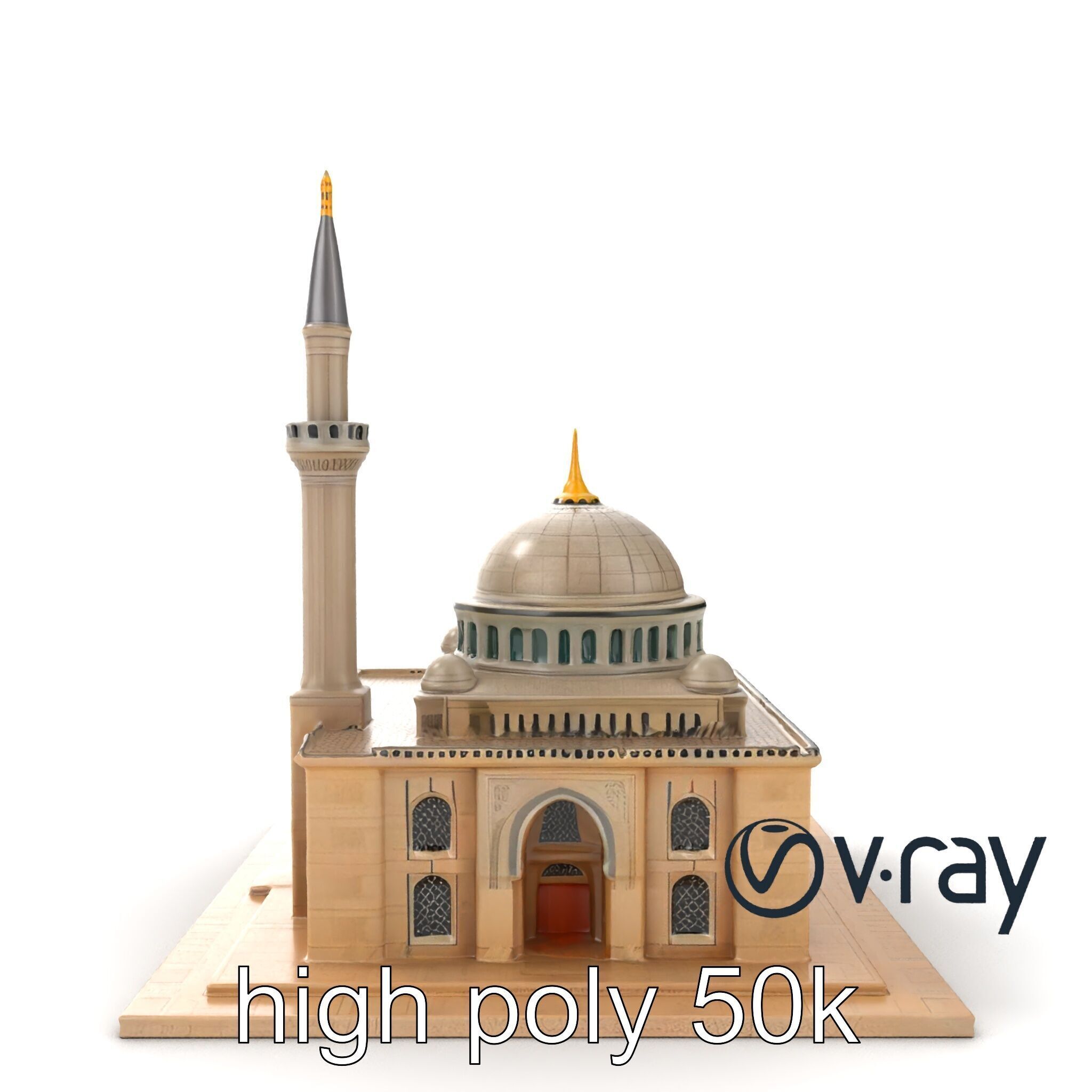 Majestic Mosque with Minaret model pack Low-poly 3D model_12