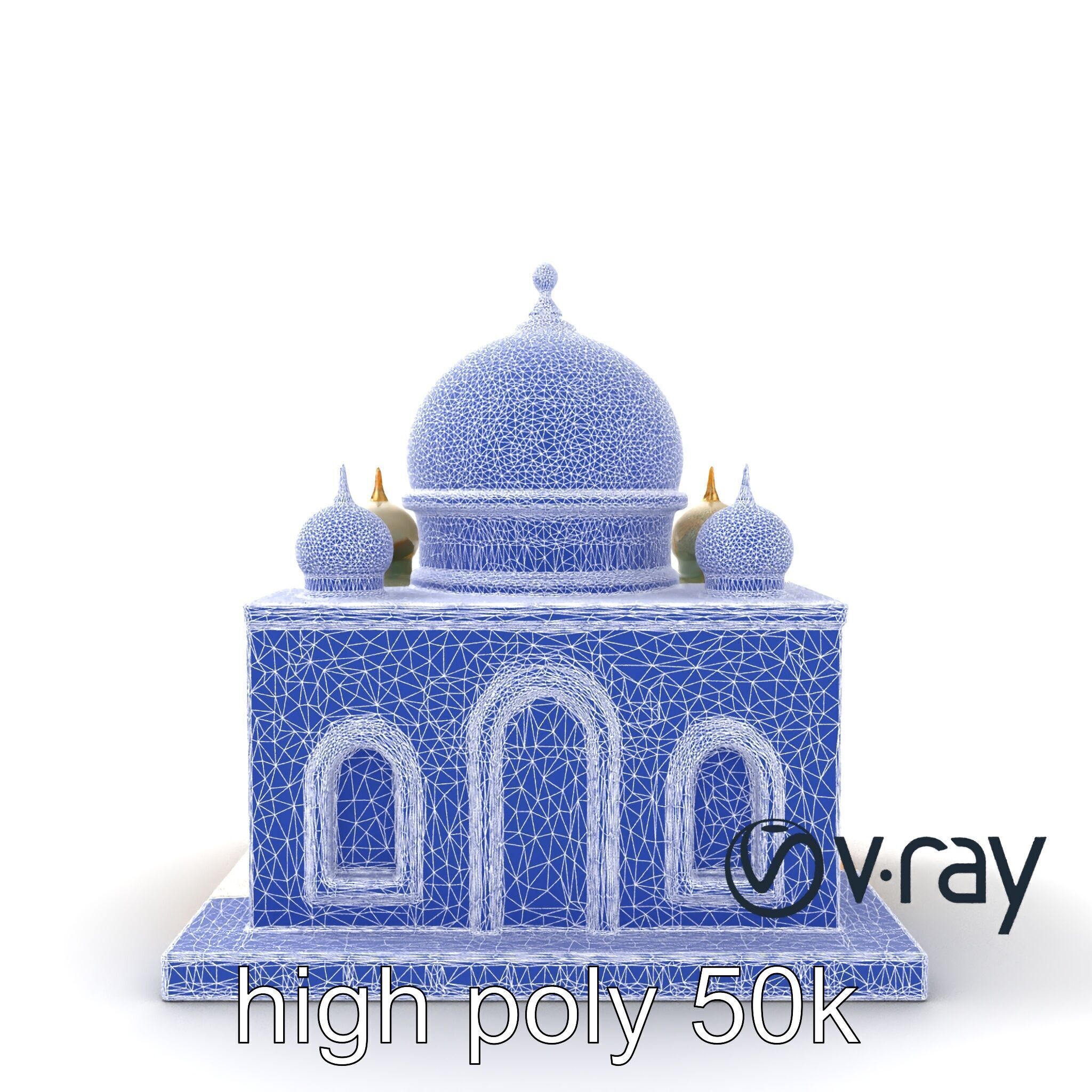 Symmetrical Mosque with Crescent Moon model pack Low-poly 3D model_29
