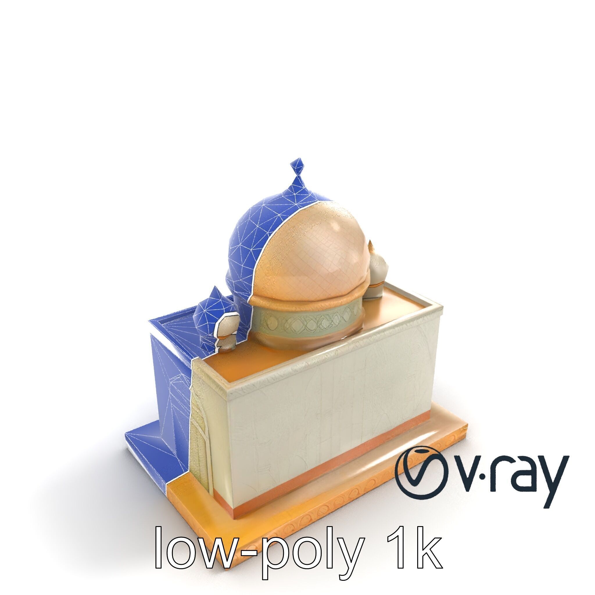 Symmetrical Mosque with Crescent Moon model pack Low-poly 3D model_22