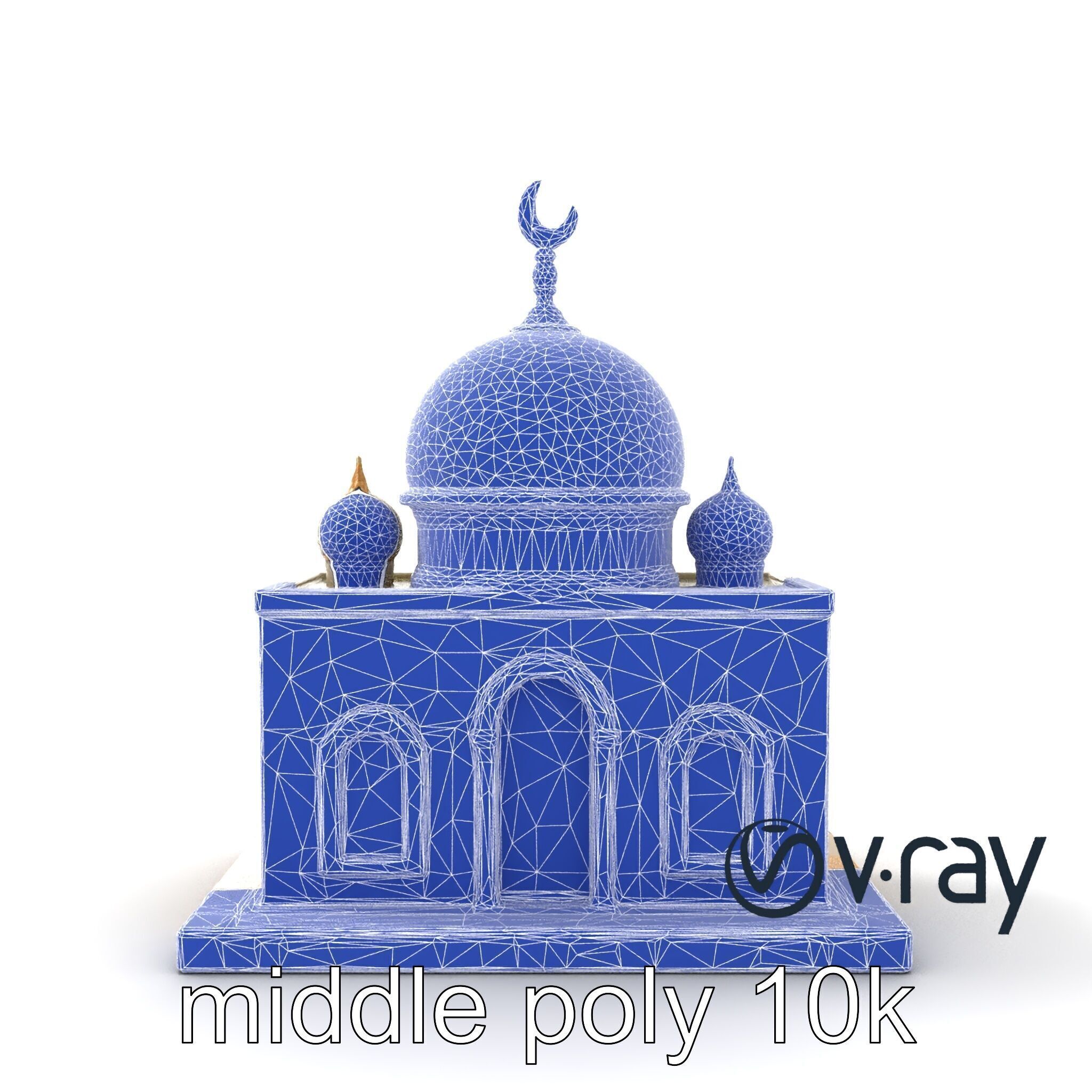Symmetrical Mosque with Crescent Moon model pack Low-poly 3D model_31