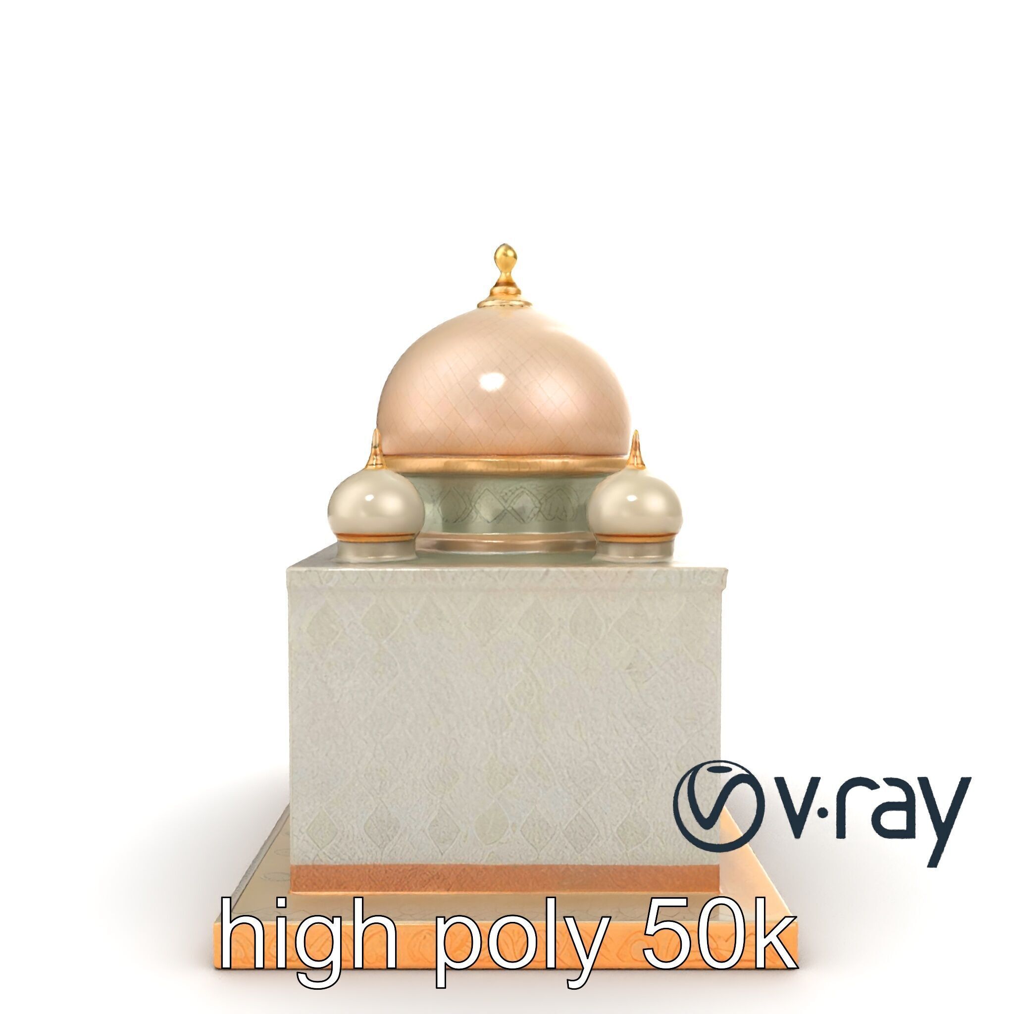 Symmetrical Mosque with Crescent Moon model pack Low-poly 3D model_30