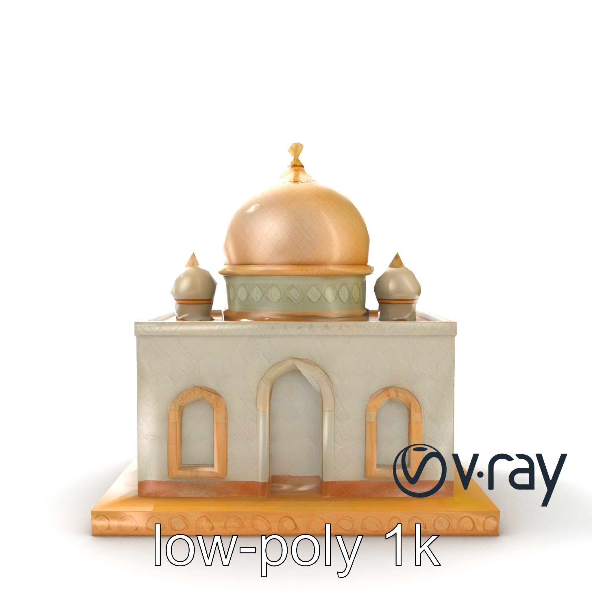 Symmetrical Mosque with Crescent Moon model pack Low-poly 3D model_13