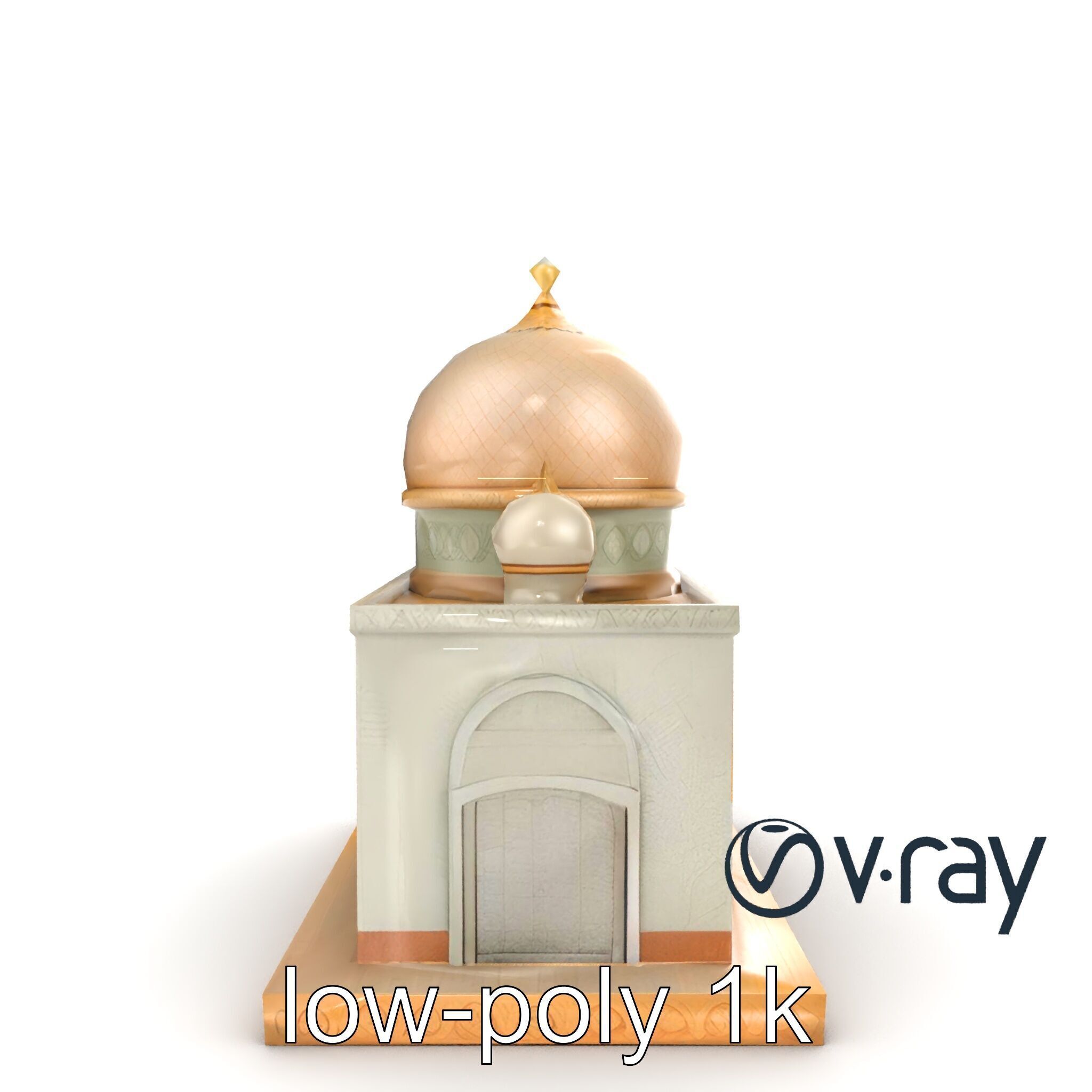 Symmetrical Mosque with Crescent Moon model pack Low-poly 3D model_25