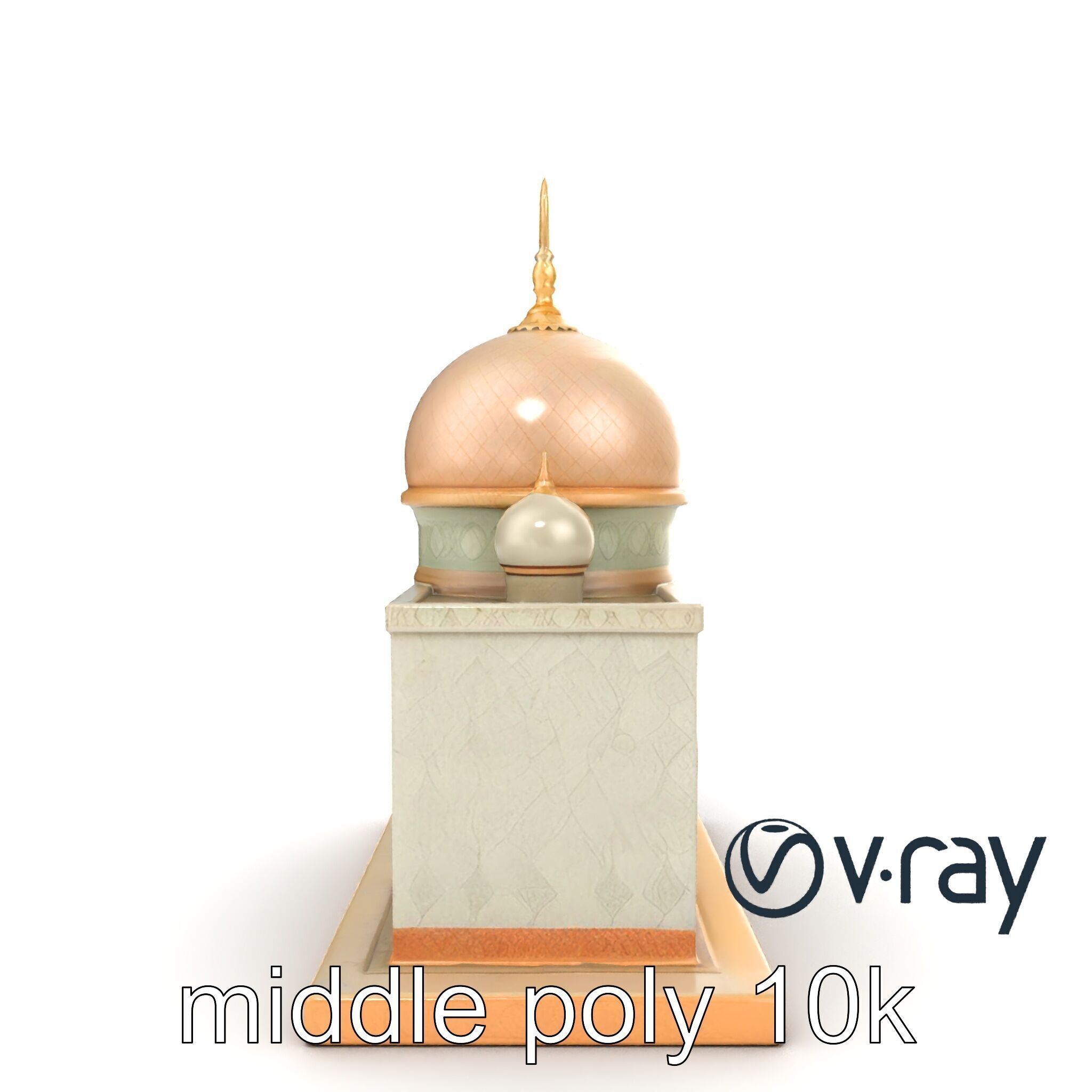 Symmetrical Mosque with Crescent Moon model pack Low-poly 3D model_18