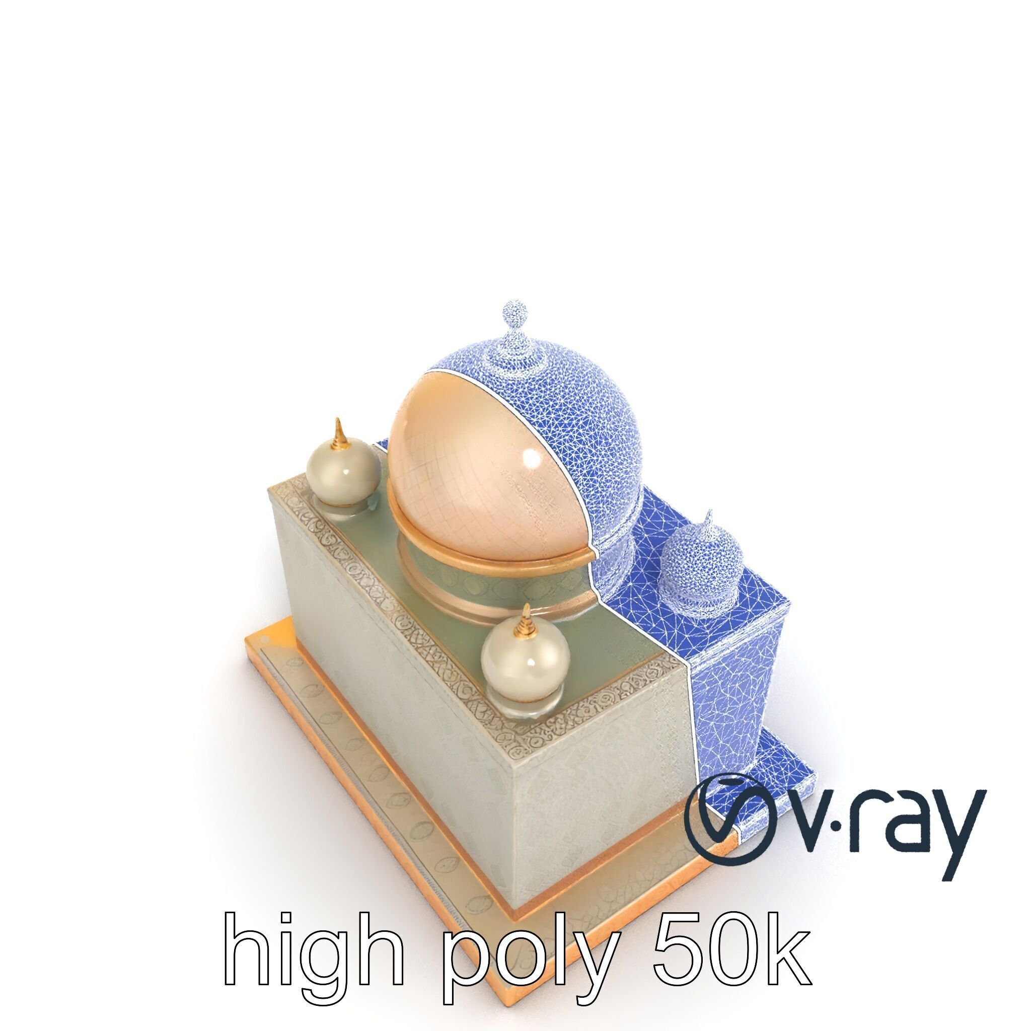 Symmetrical Mosque with Crescent Moon model pack Low-poly 3D model_28