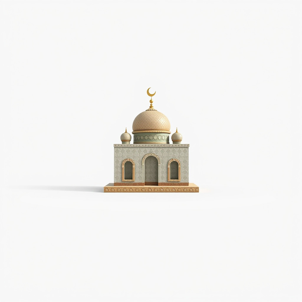 Symmetrical Mosque with Crescent Moon model pack Low-poly 3D model_3