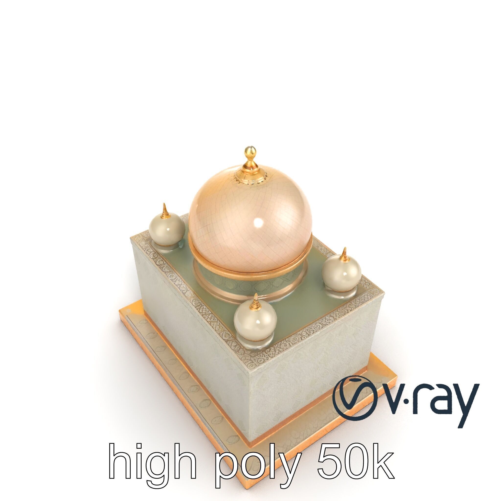 Symmetrical Mosque with Crescent Moon model pack Low-poly 3D model_27