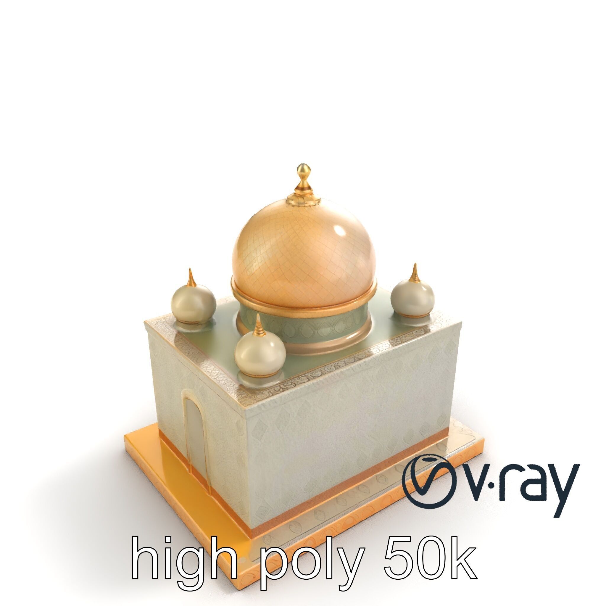 Symmetrical Mosque with Crescent Moon model pack Low-poly 3D model_9