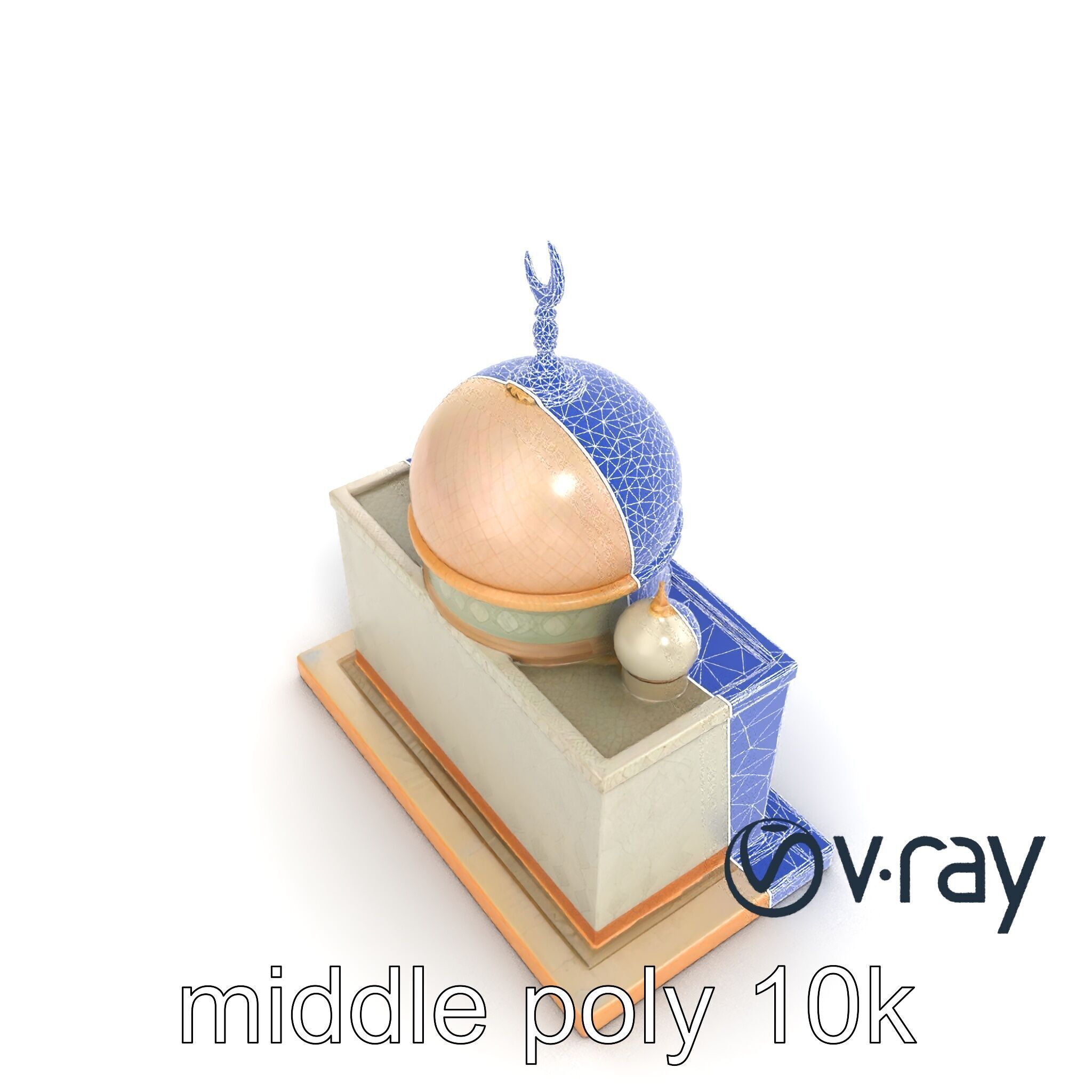 Symmetrical Mosque with Crescent Moon model pack Low-poly 3D model_15