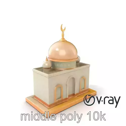 Symmetrical Mosque with Crescent Moon model pack Low-poly 3D model