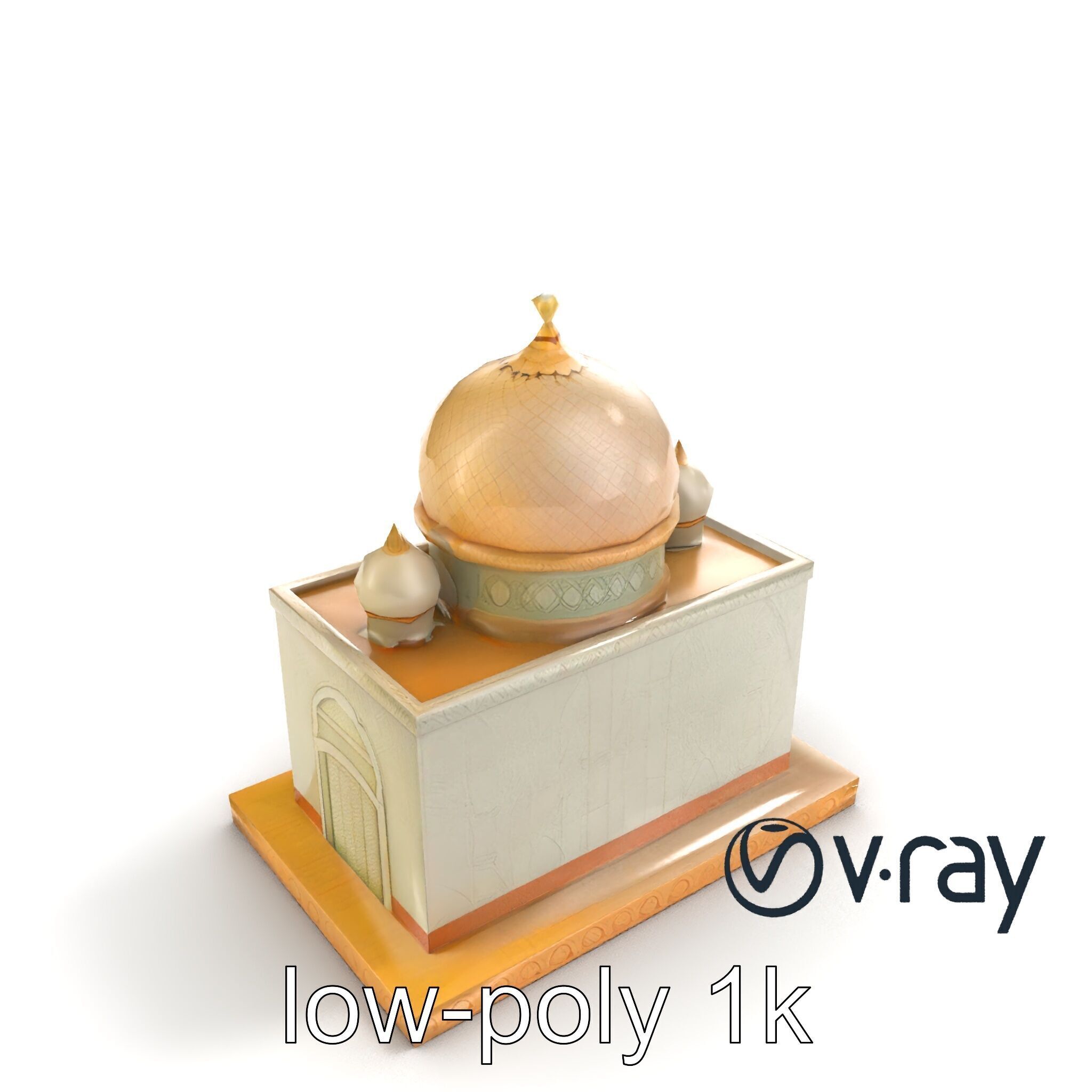 Symmetrical Mosque with Crescent Moon model pack Low-poly 3D model_5