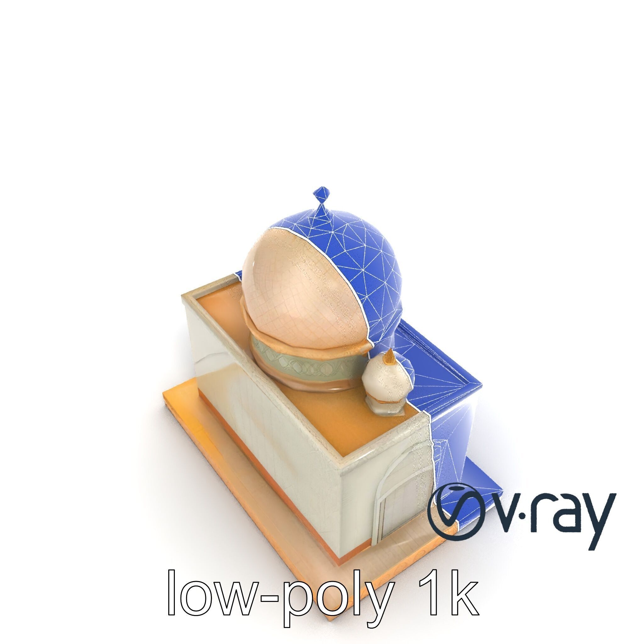 Symmetrical Mosque with Crescent Moon model pack Low-poly 3D model_14