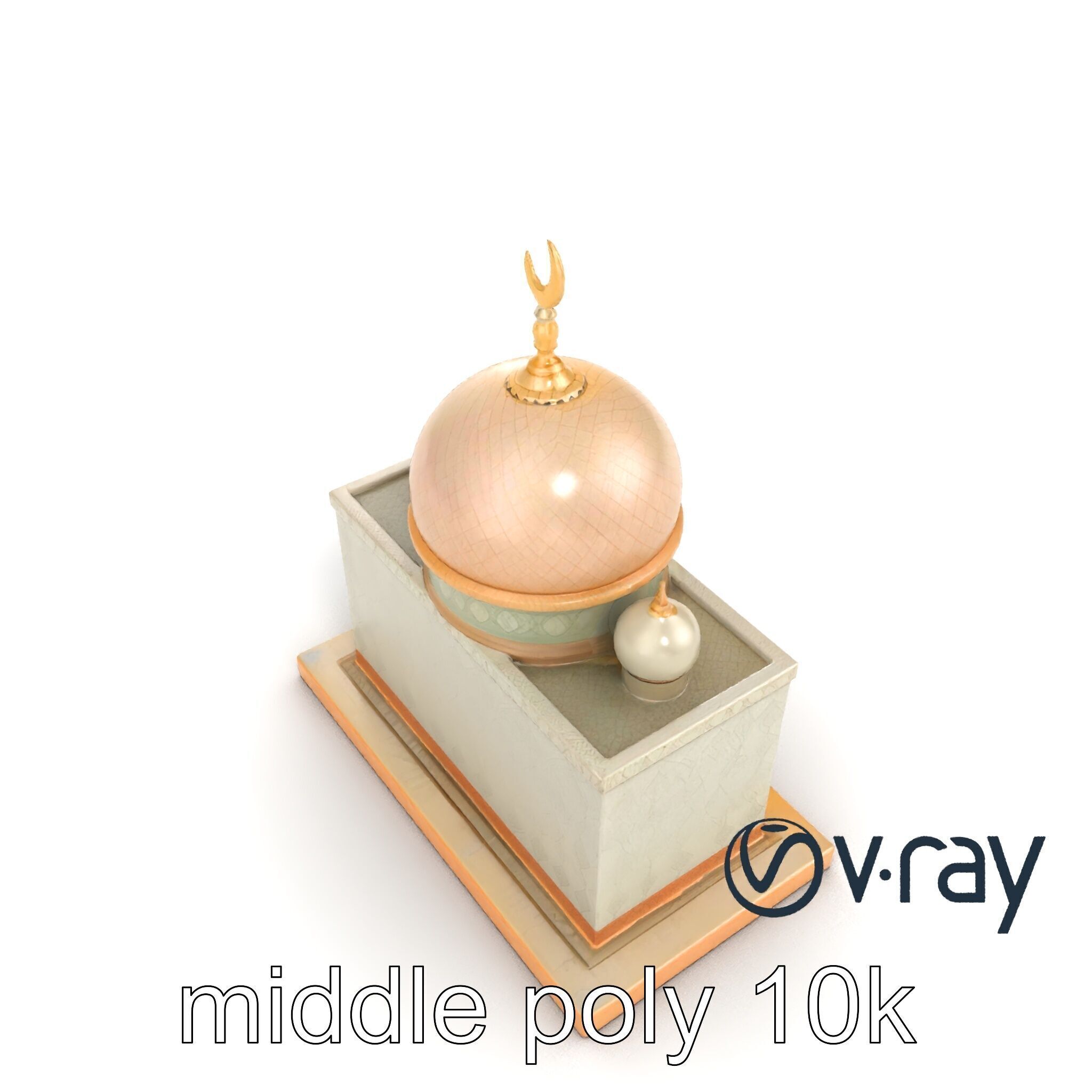 Symmetrical Mosque with Crescent Moon model pack Low-poly 3D model_12