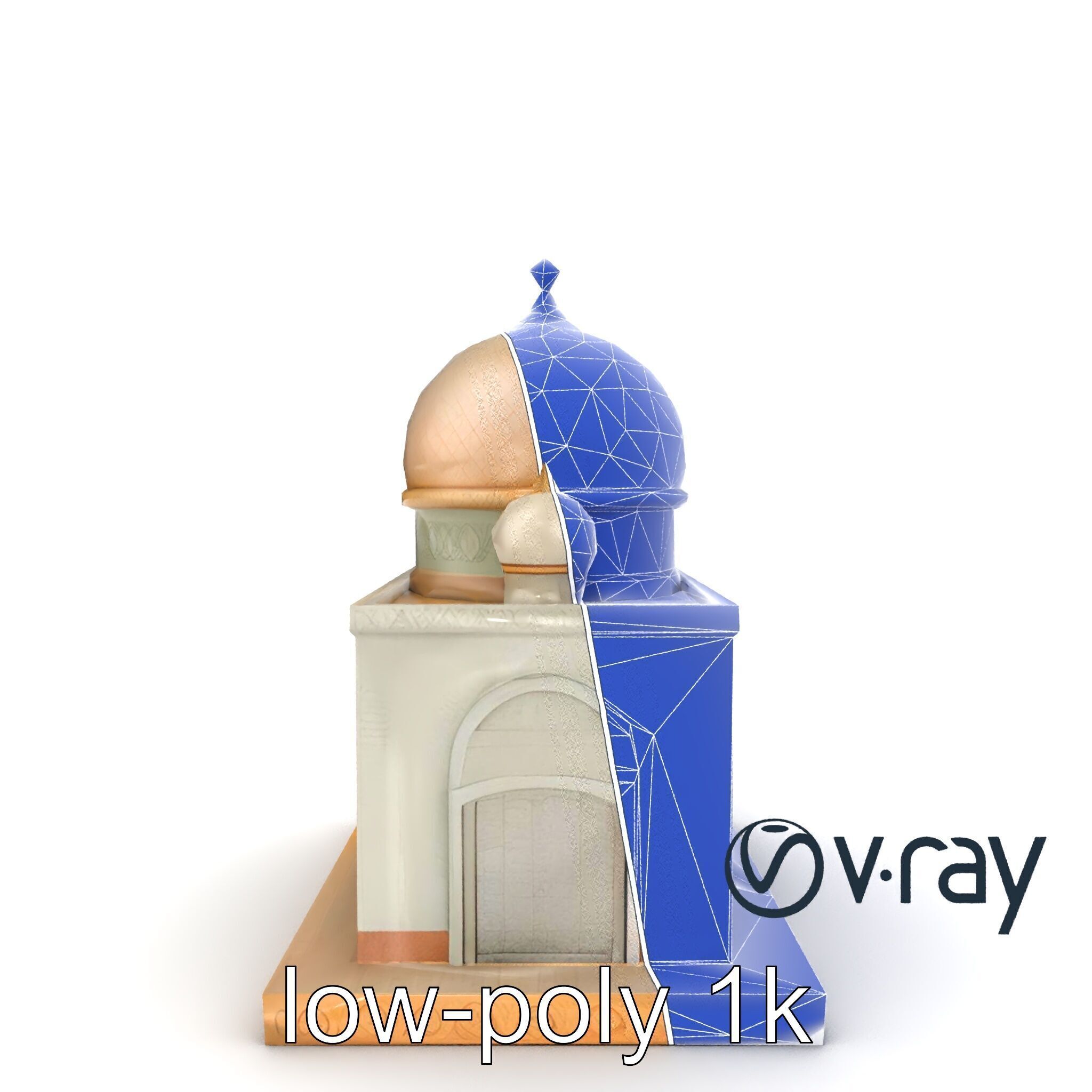Symmetrical Mosque with Crescent Moon model pack Low-poly 3D model_23
