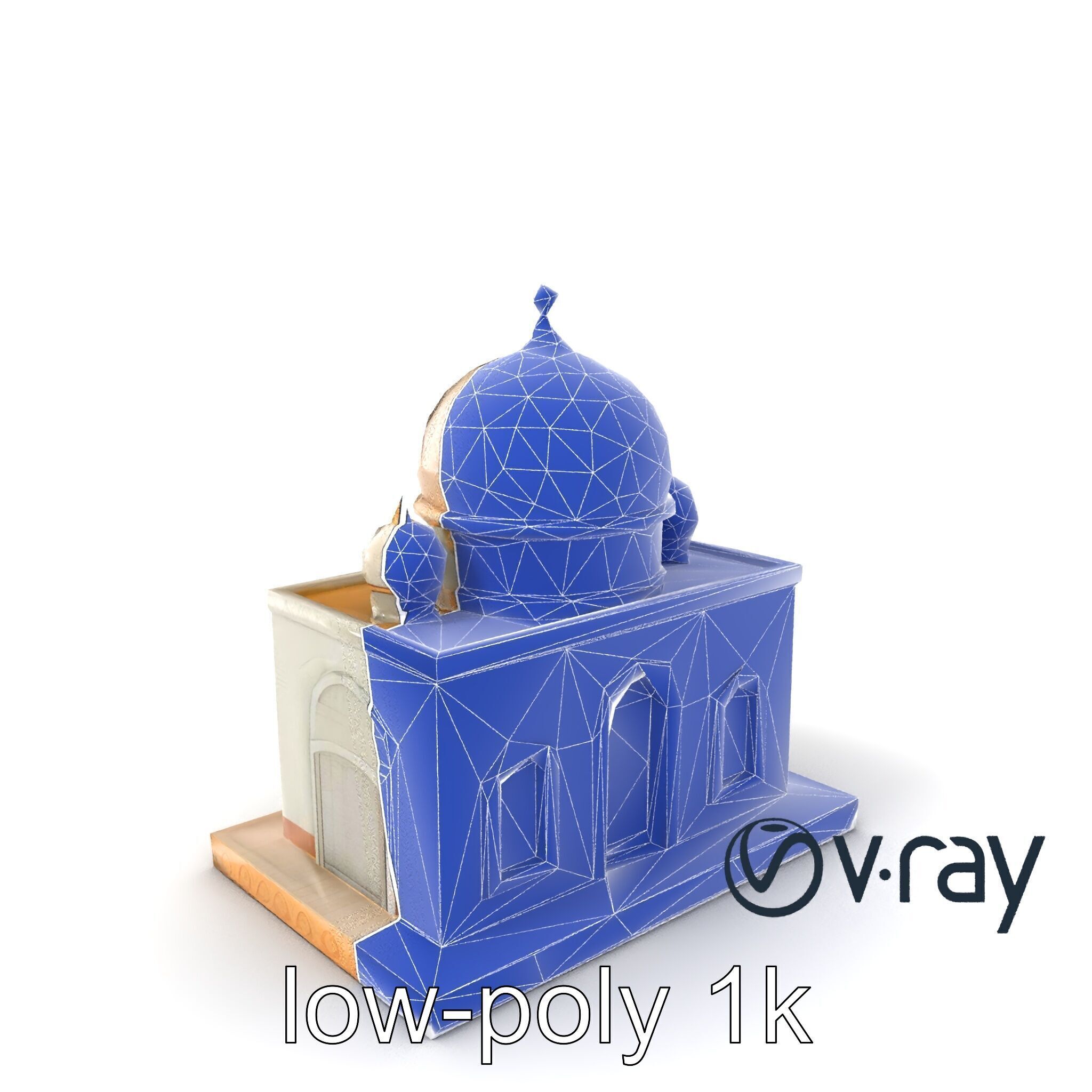 Symmetrical Mosque with Crescent Moon model pack Low-poly 3D model_21