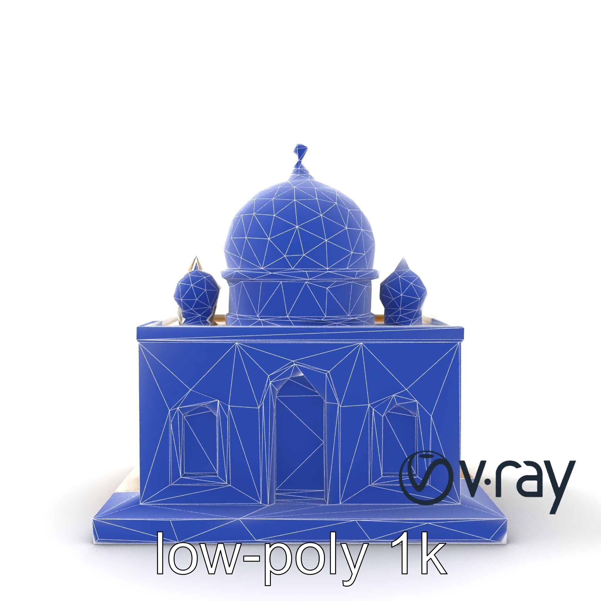 Symmetrical Mosque with Crescent Moon model pack Low-poly 3D model_20