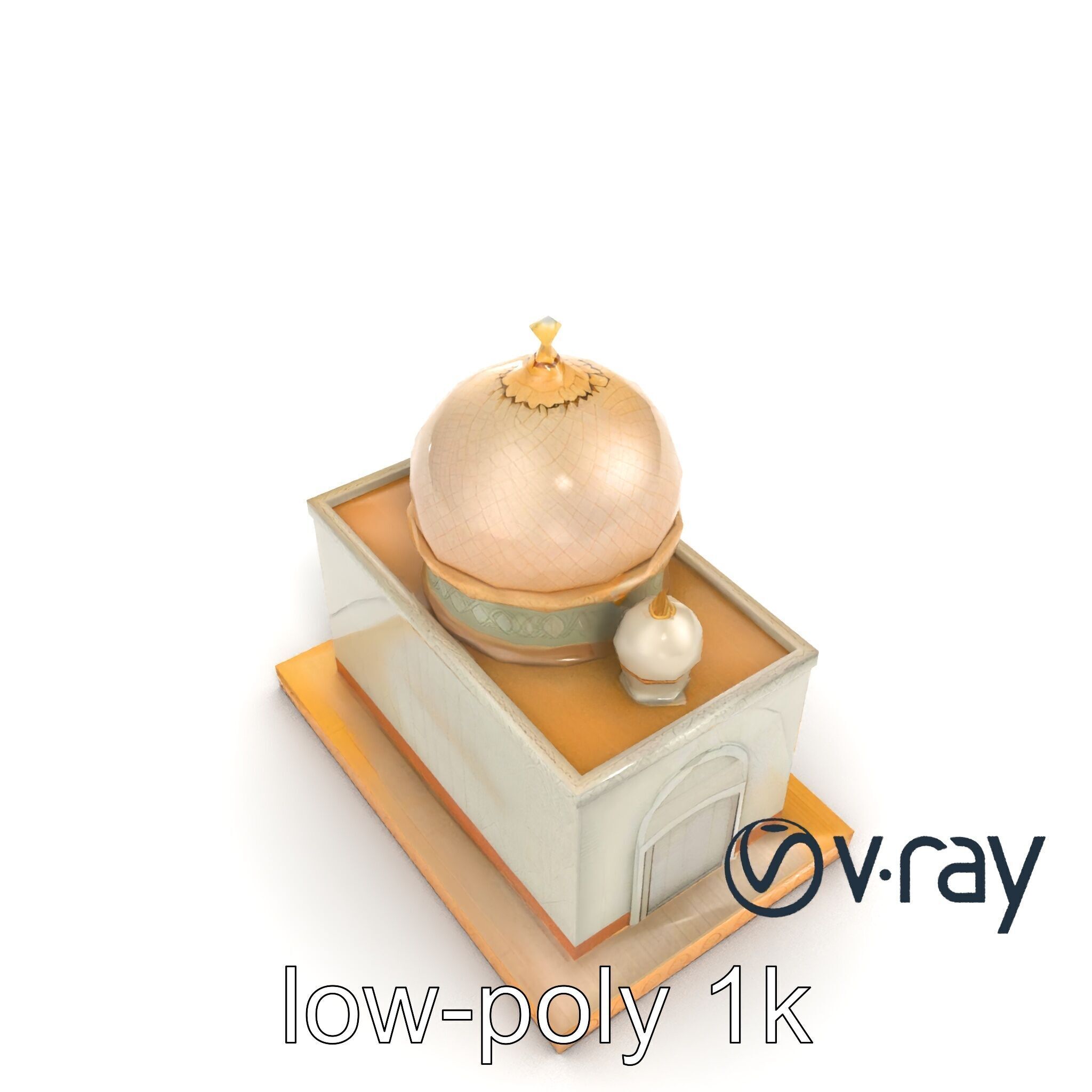 Symmetrical Mosque with Crescent Moon model pack Low-poly 3D model_8