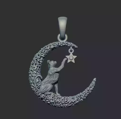 Cat on the Moon Pendant 53938