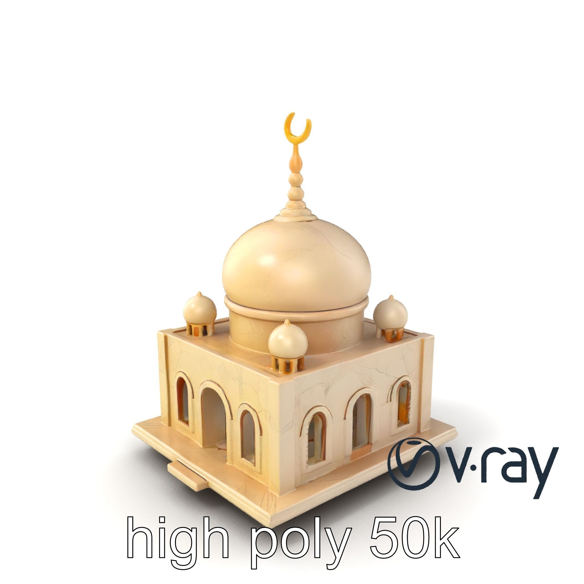 Stylized Mosque Crescent Dome model pack Low-poly 3D model_6