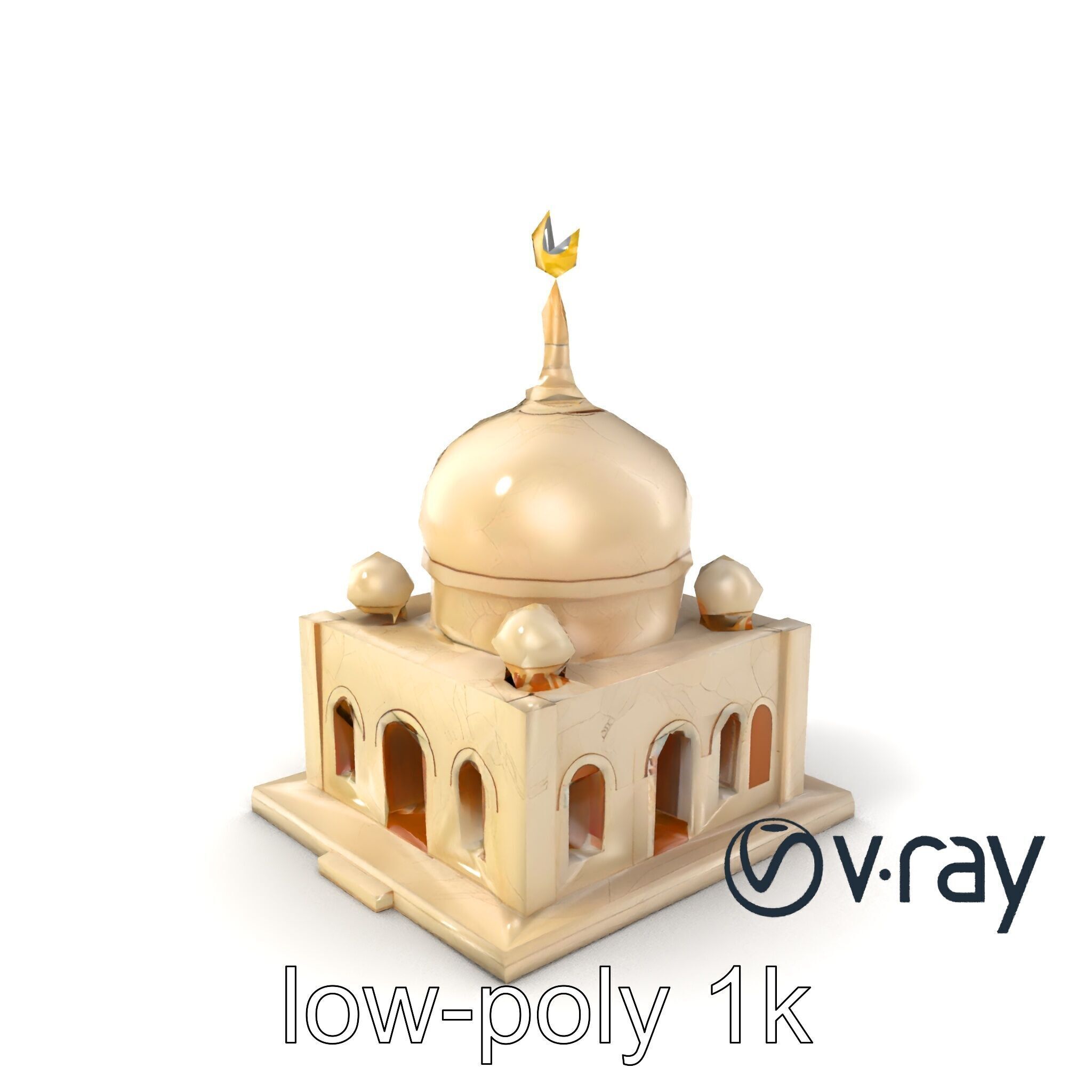 Stylized Mosque Crescent Dome model pack Low-poly 3D model_2