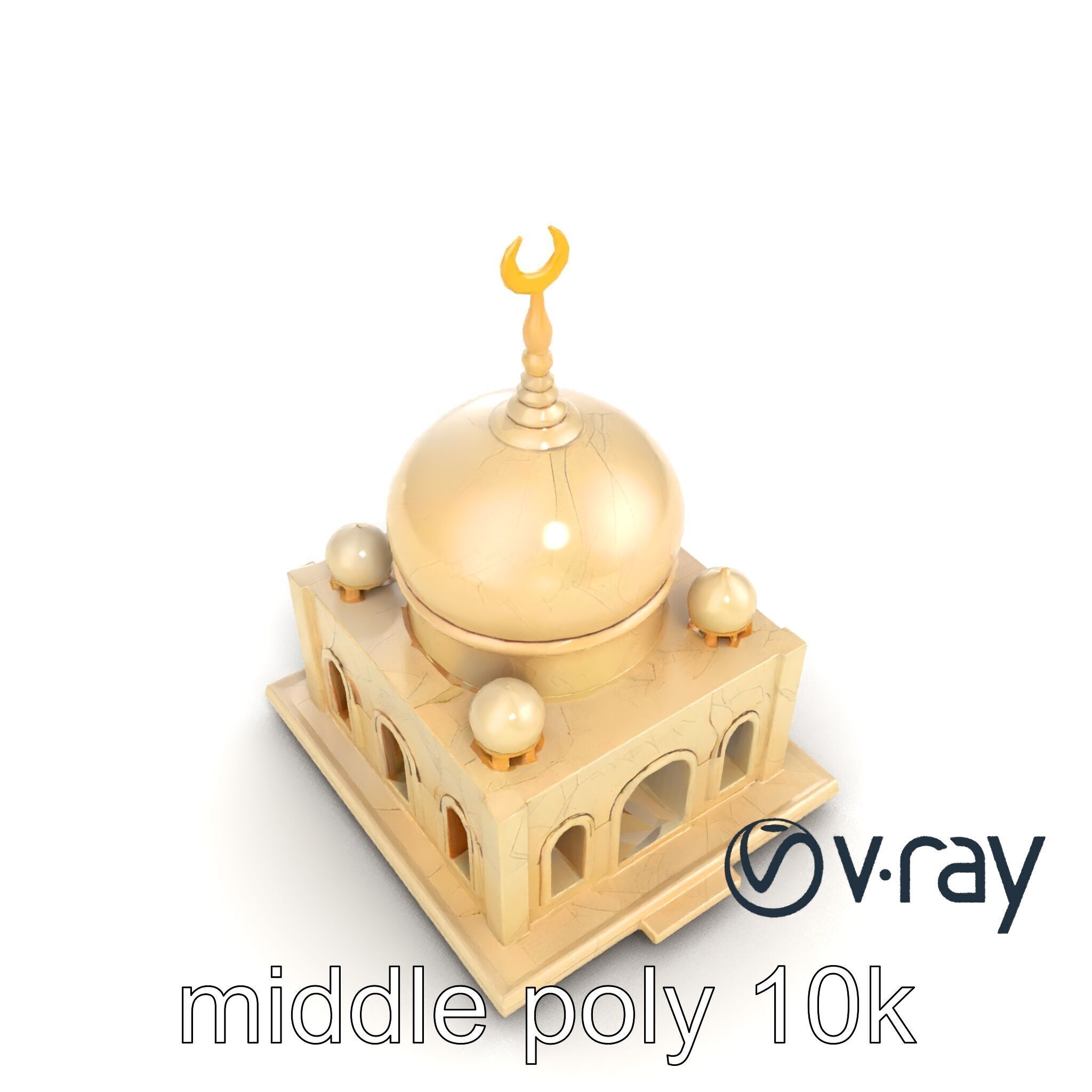 Stylized Mosque Crescent Dome model pack Low-poly 3D model_23