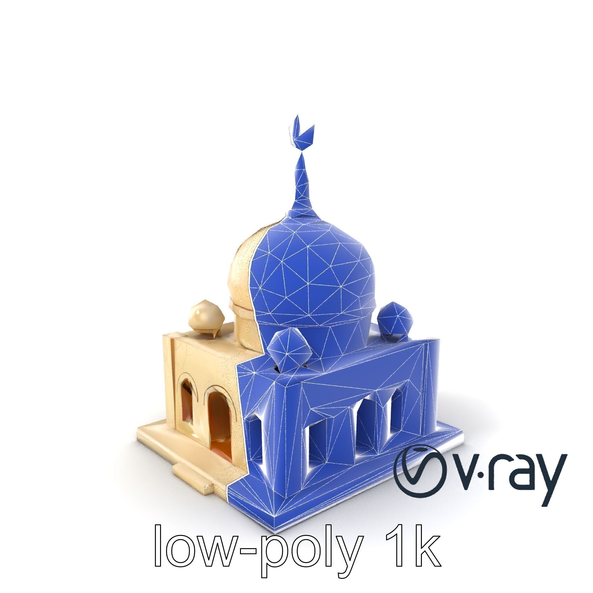 Stylized Mosque Crescent Dome model pack Low-poly 3D model_5