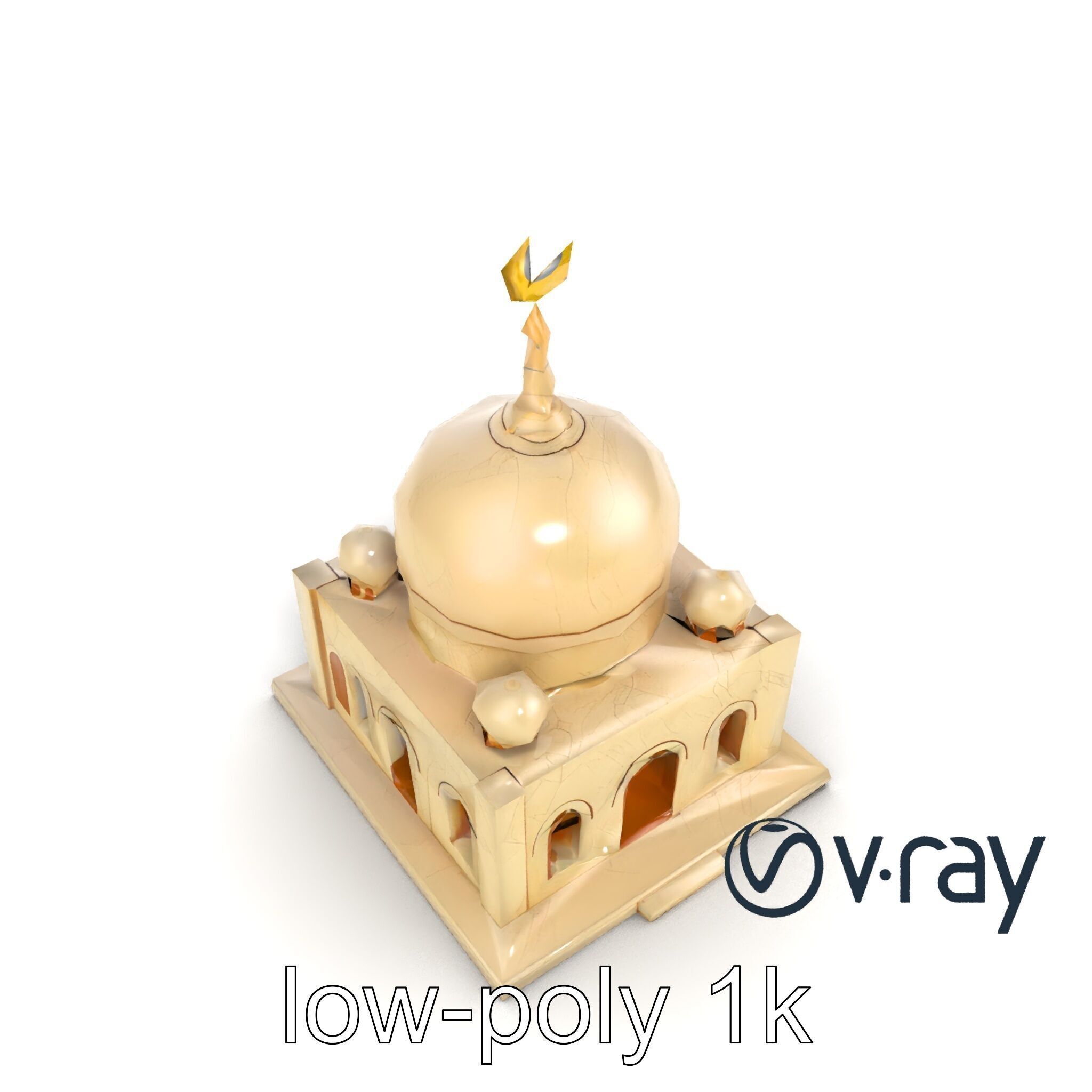 Stylized Mosque Crescent Dome model pack Low-poly 3D model_21