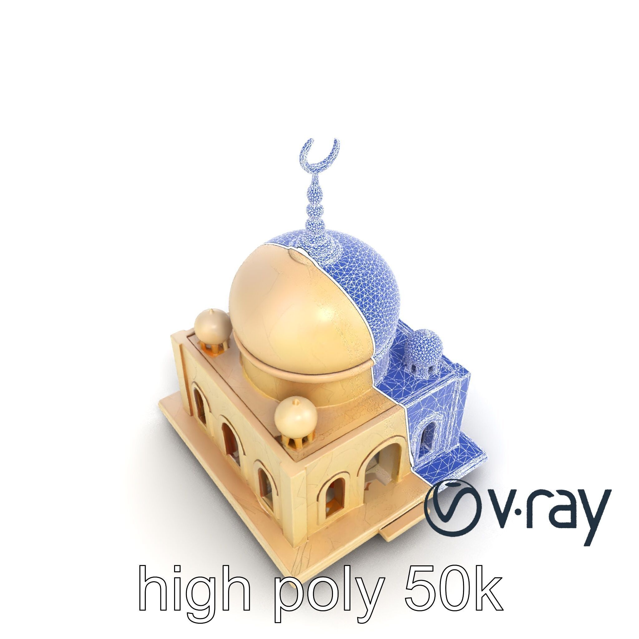 Stylized Mosque Crescent Dome model pack Low-poly 3D model_22