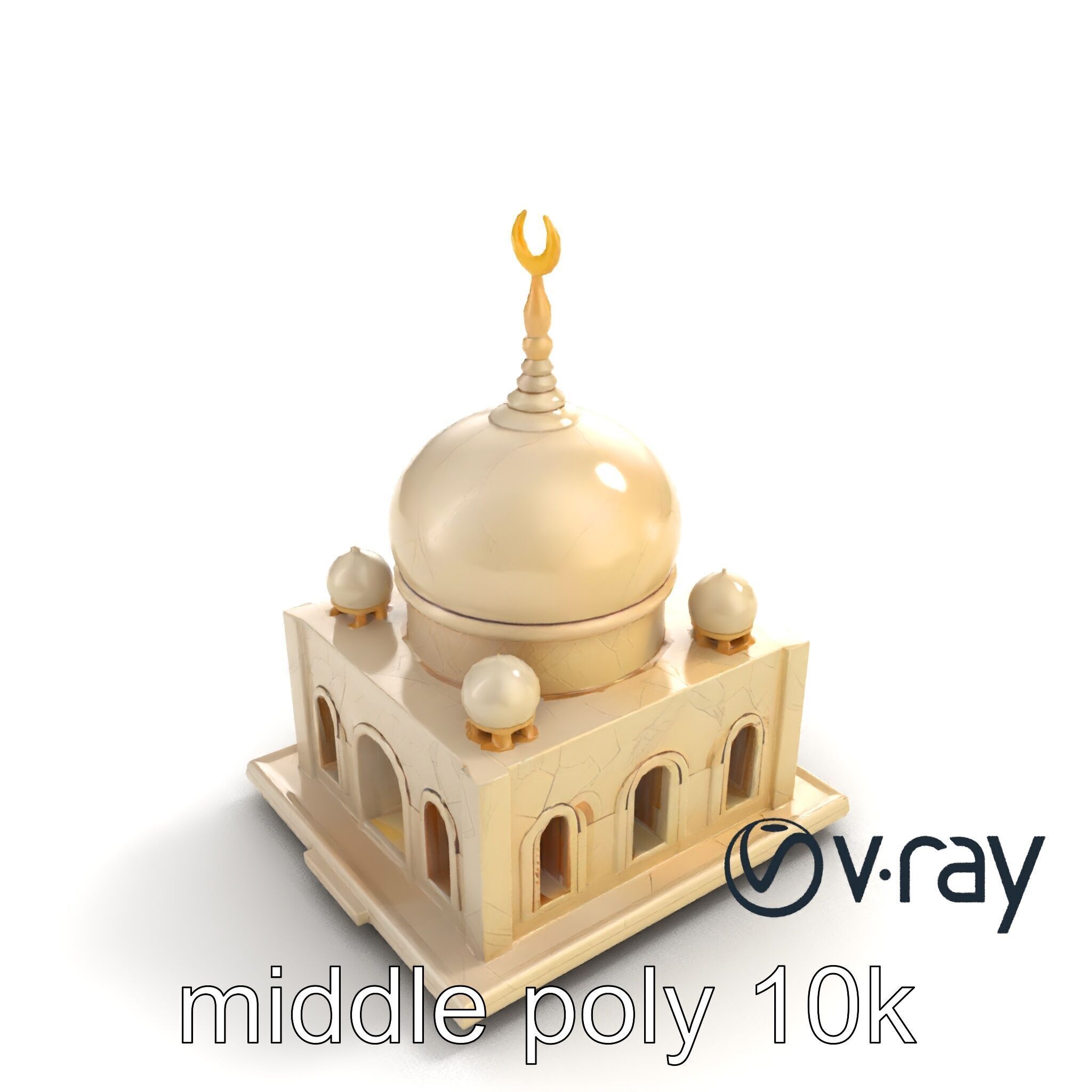 Stylized Mosque Crescent Dome model pack Low-poly 3D model_7