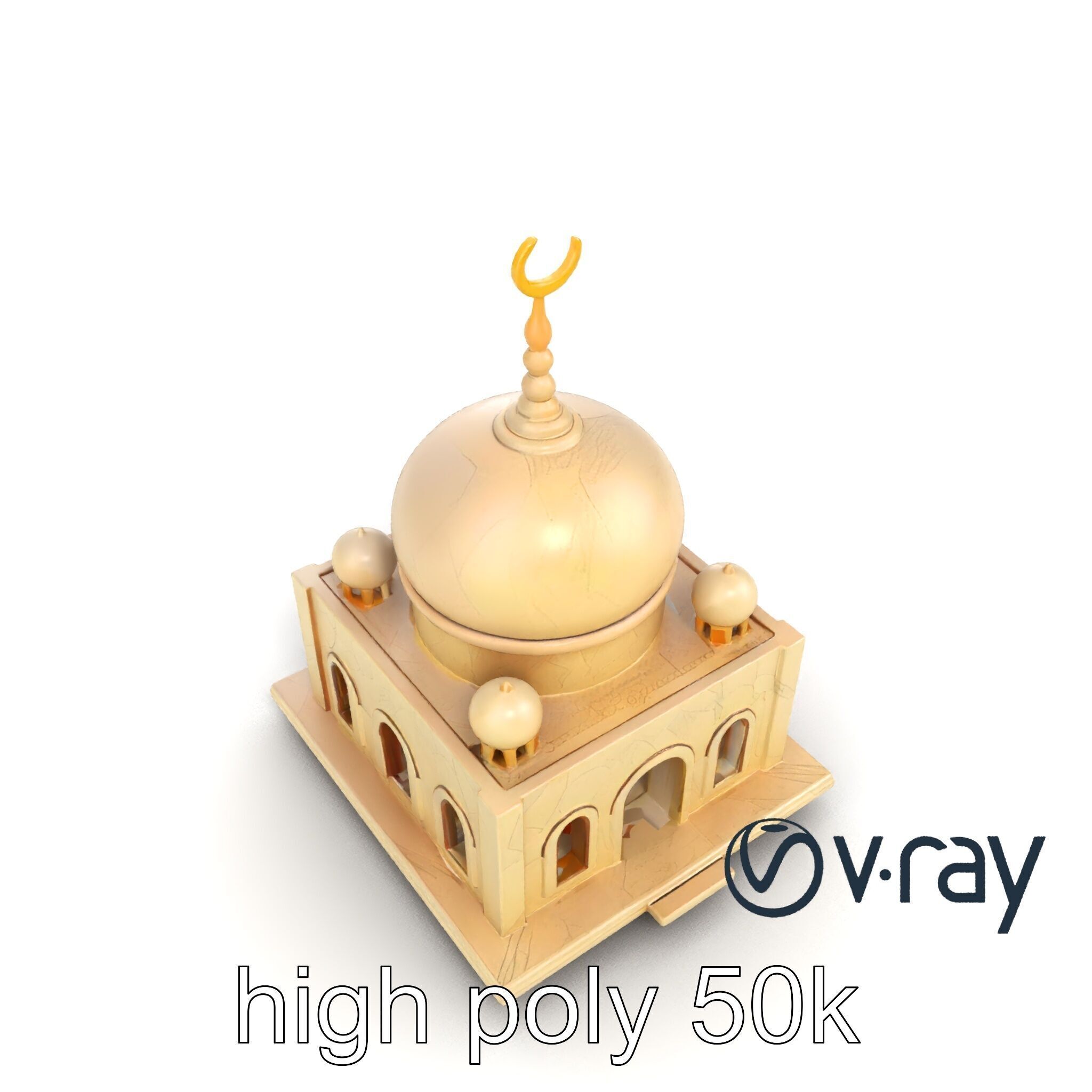 Stylized Mosque Crescent Dome model pack Low-poly 3D model_25