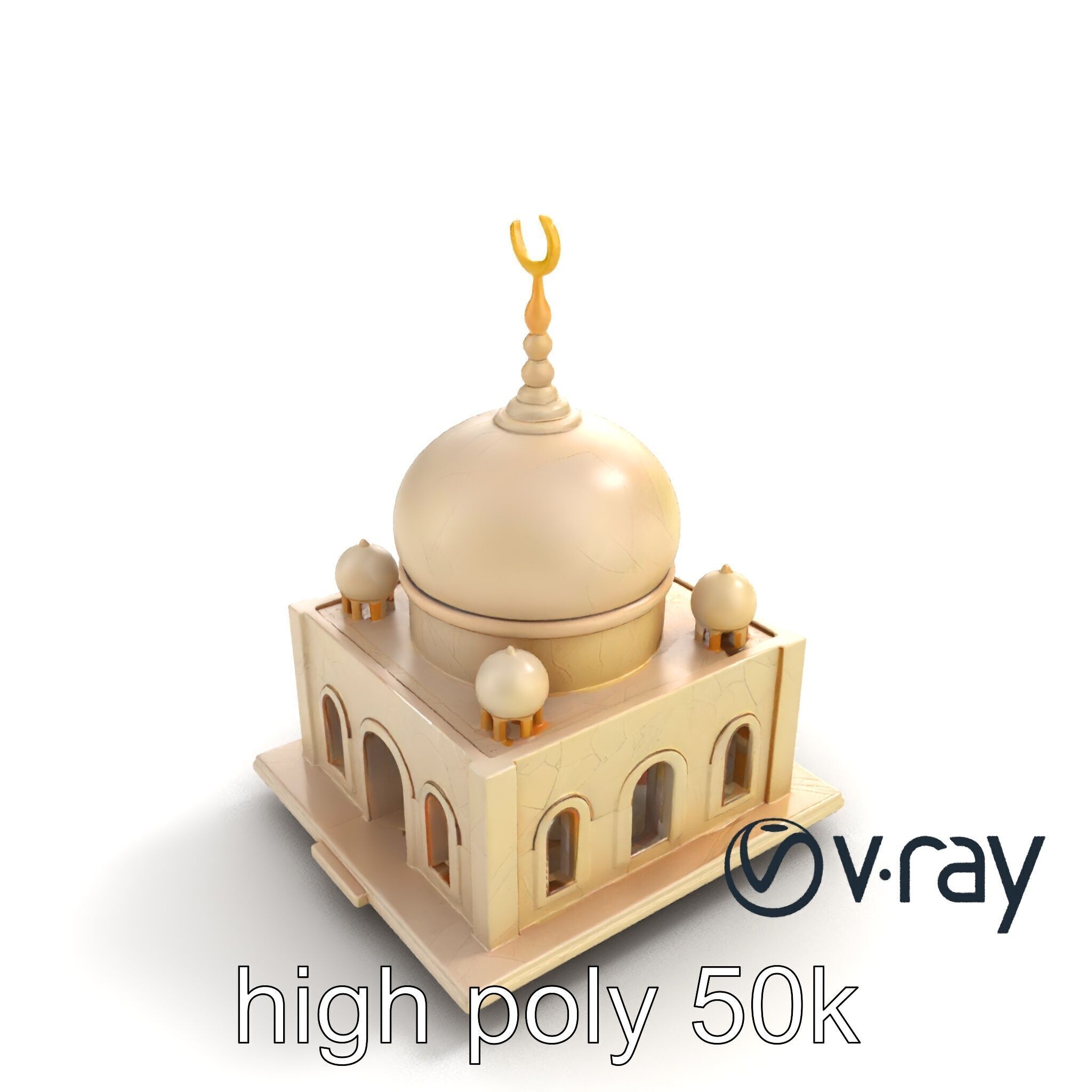 Stylized Mosque Crescent Dome model pack Low-poly 3D model_27