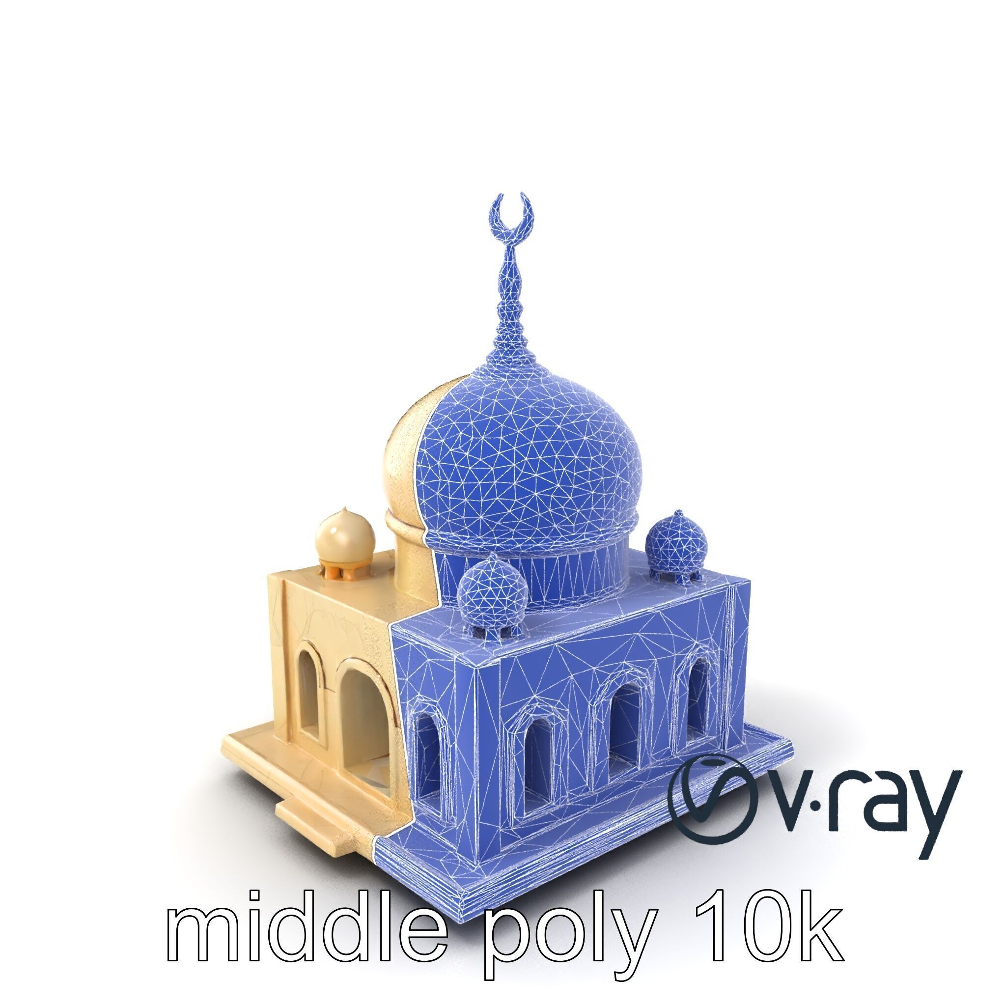 Stylized Mosque Crescent Dome model pack Low-poly 3D model_4