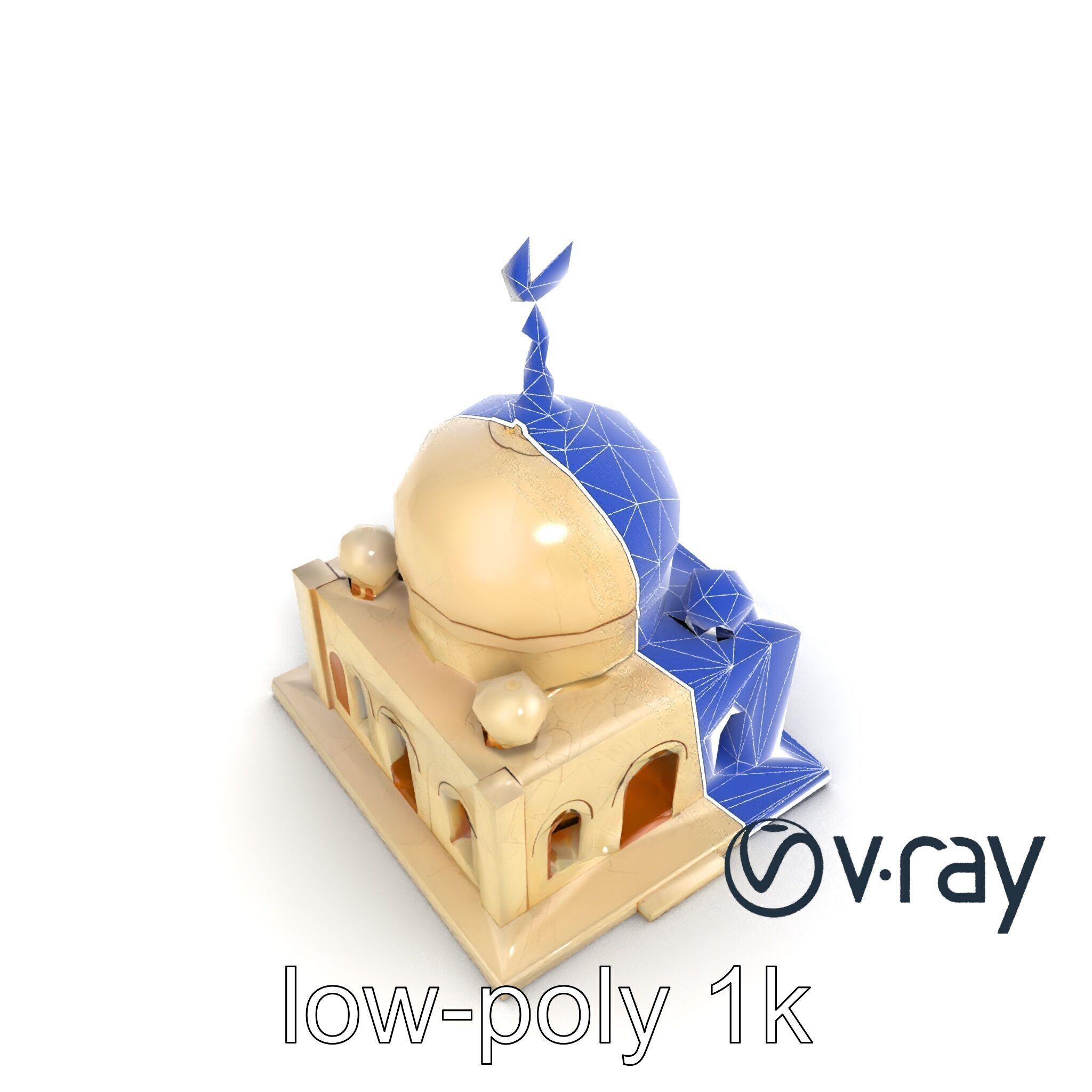 Stylized Mosque Crescent Dome model pack Low-poly 3D model_24