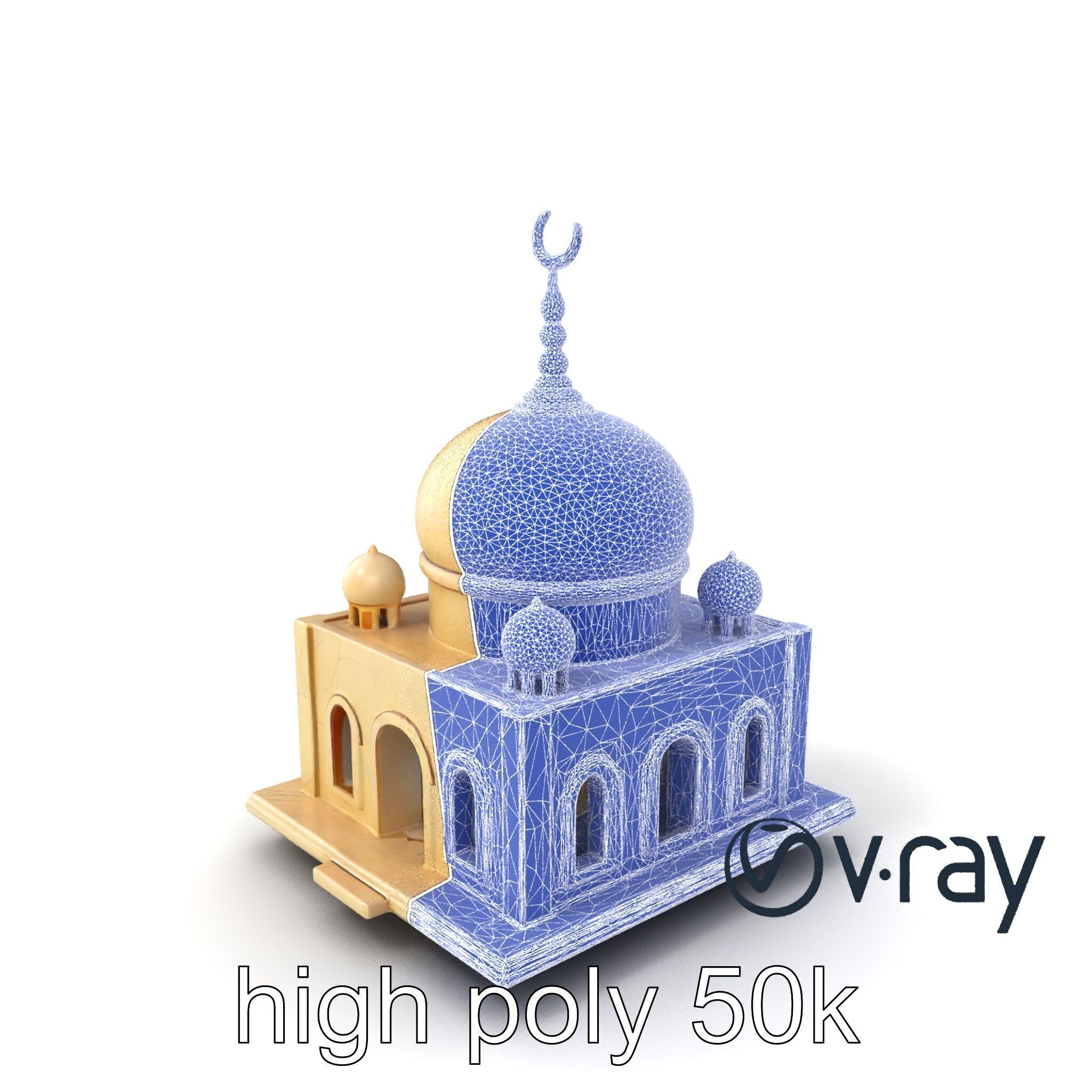 Stylized Mosque Crescent Dome model pack Low-poly 3D model_9