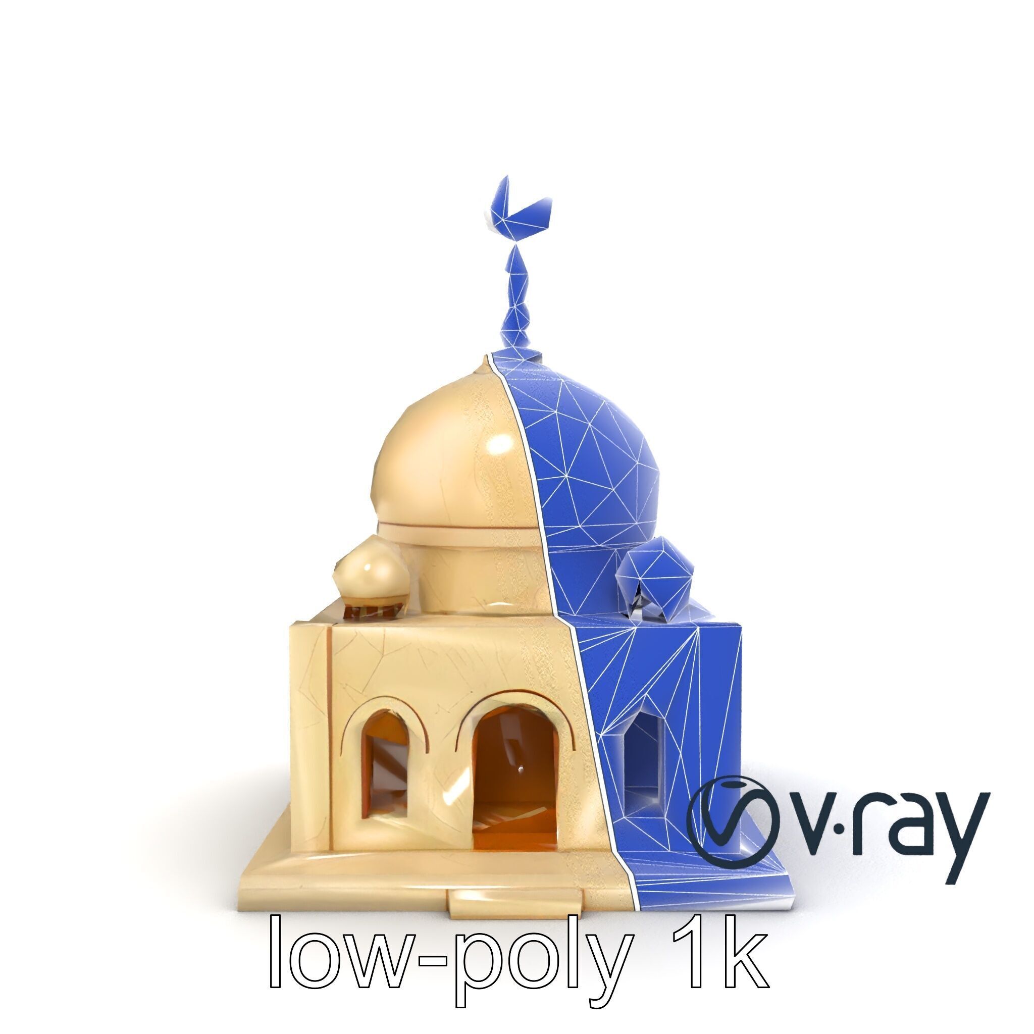 Stylized Mosque Crescent Dome model pack Low-poly 3D model_11