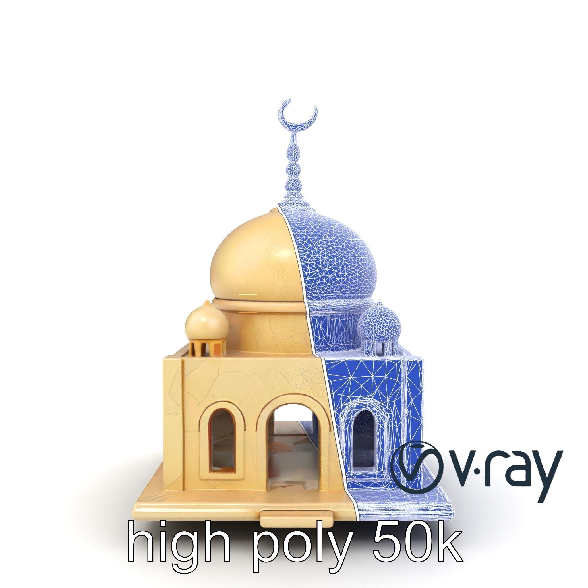 Stylized Mosque Crescent Dome model pack Low-poly 3D model_17