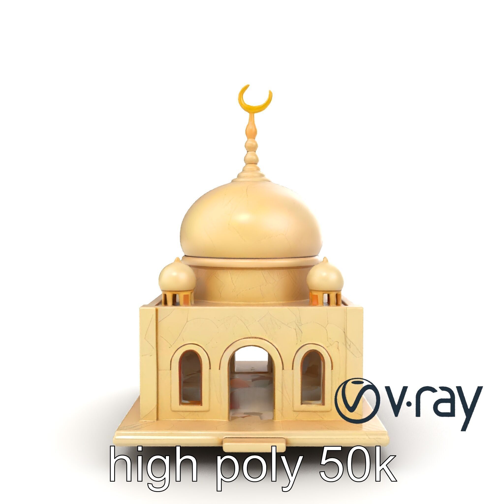 Stylized Mosque Crescent Dome model pack Low-poly 3D model_30