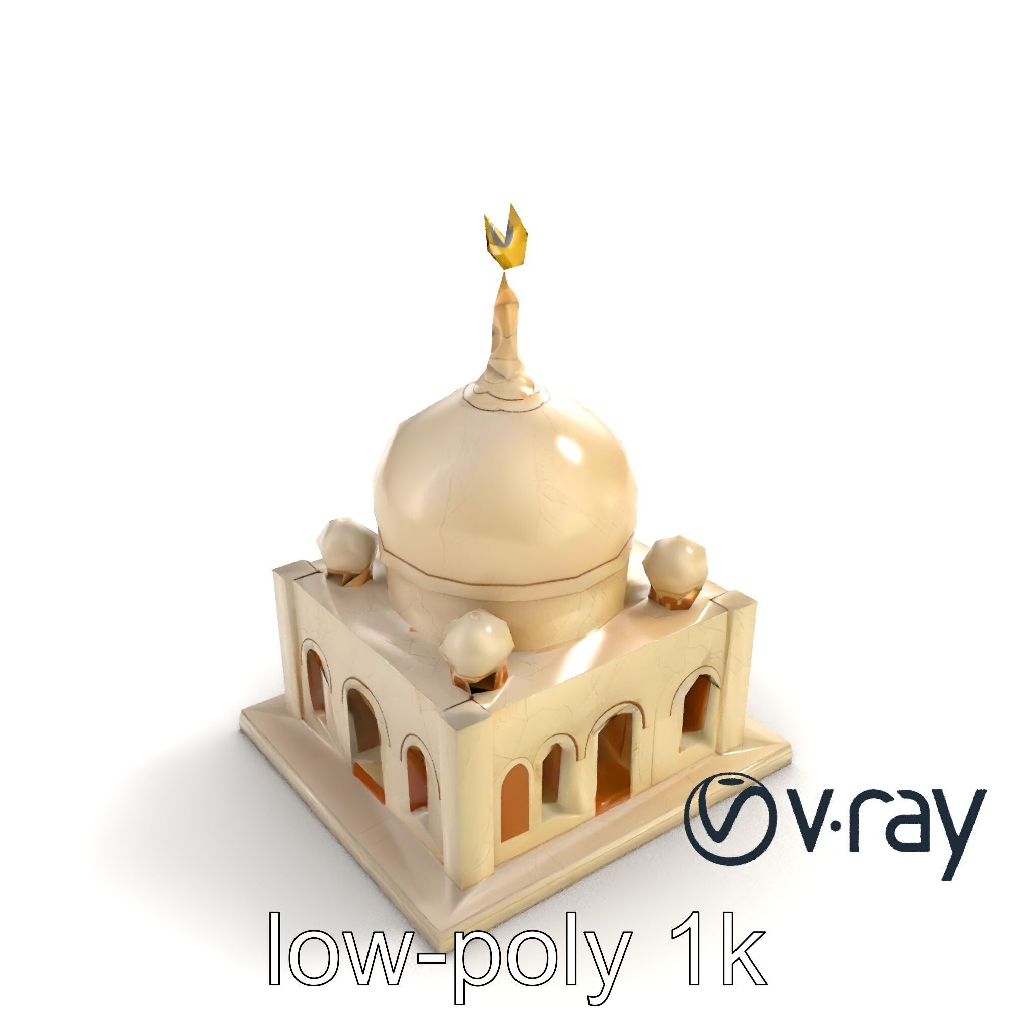 Stylized Mosque Crescent Dome model pack Low-poly 3D model_8
