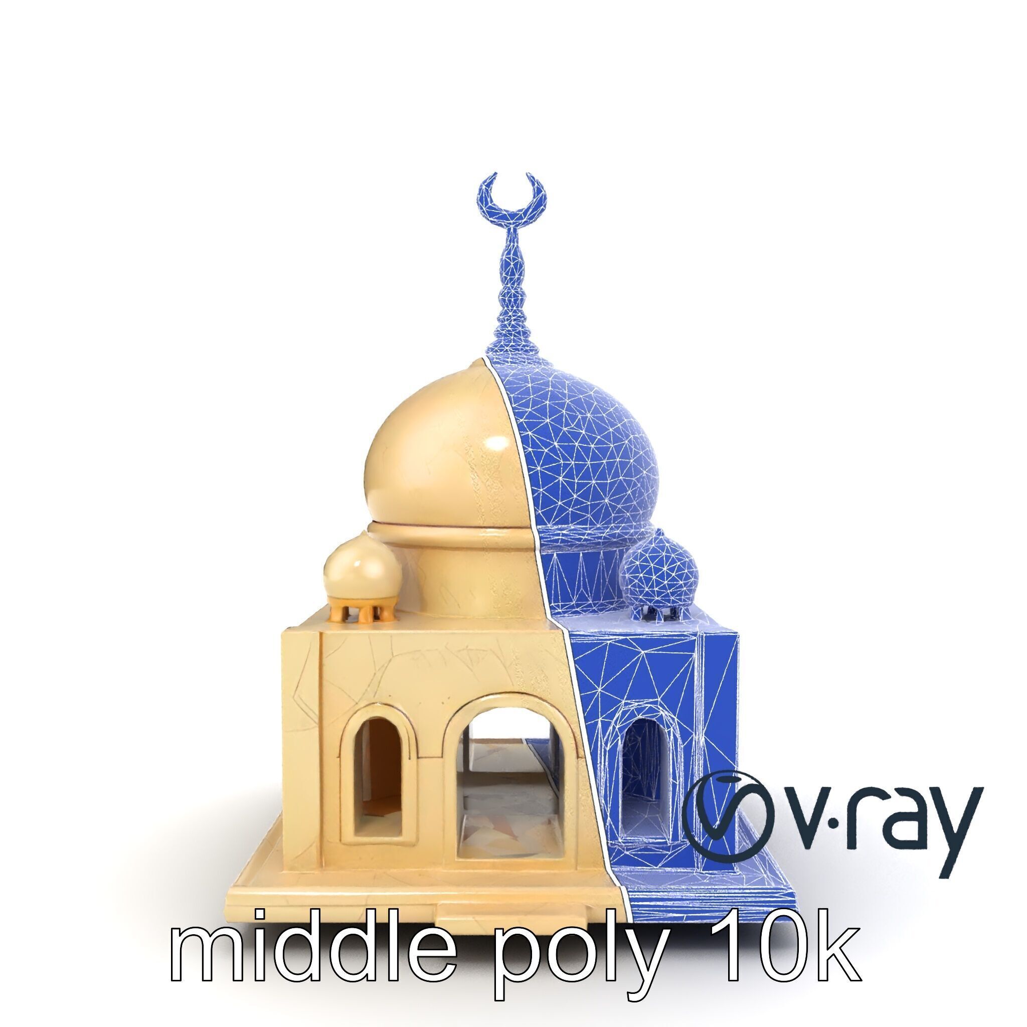 Stylized Mosque Crescent Dome model pack Low-poly 3D model_31