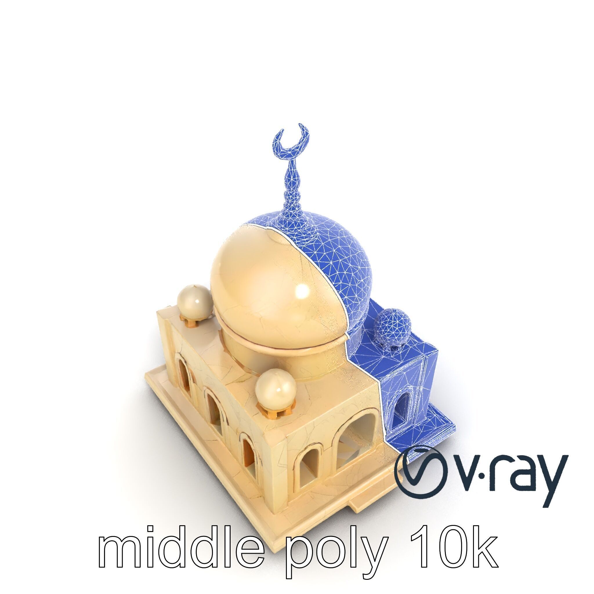 Stylized Mosque Crescent Dome model pack Low-poly 3D model_19
