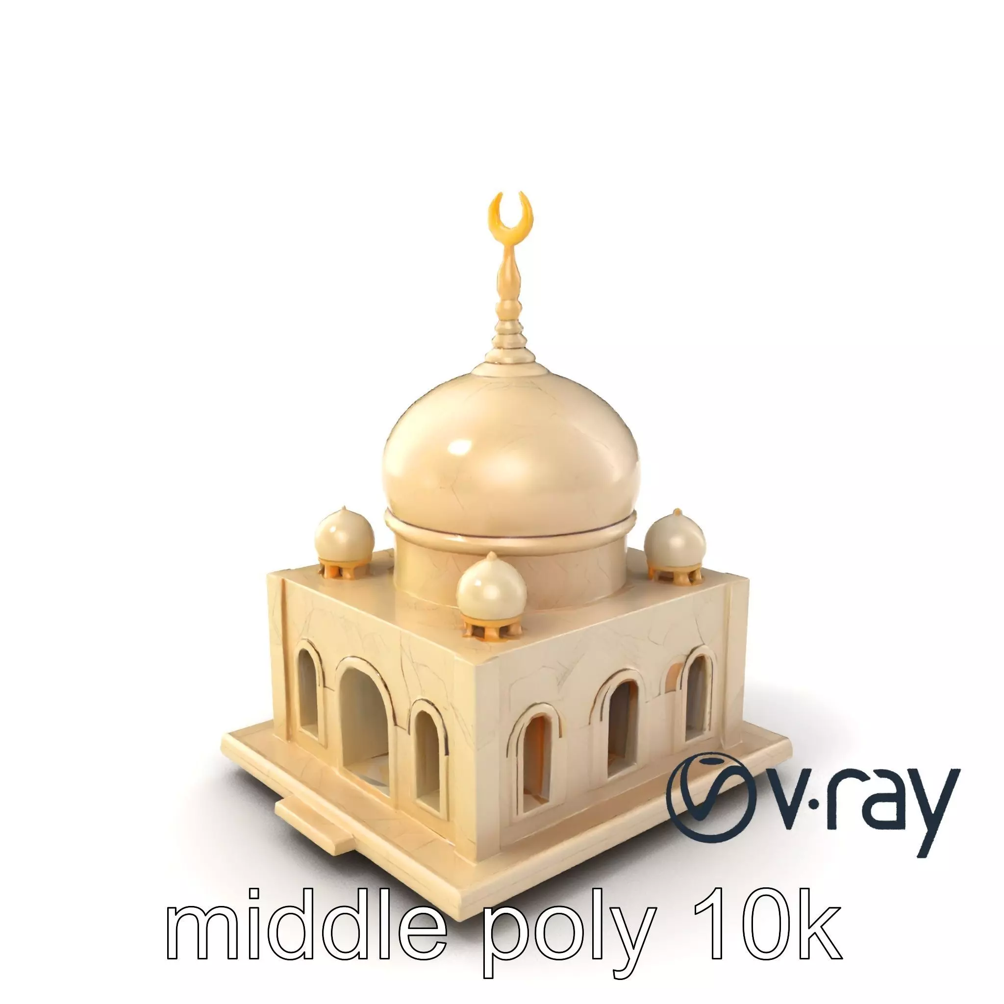 Stylized Mosque Crescent Dome model pack Low-poly 3D model_0
