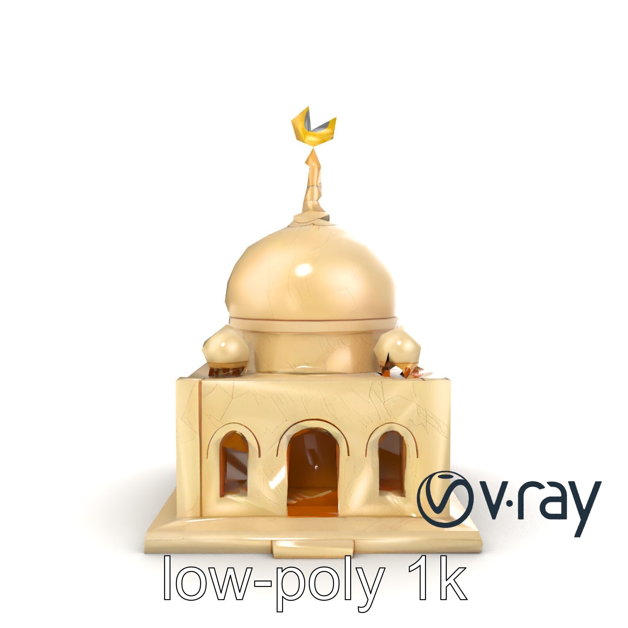 Stylized Mosque Crescent Dome model pack Low-poly 3D model_16