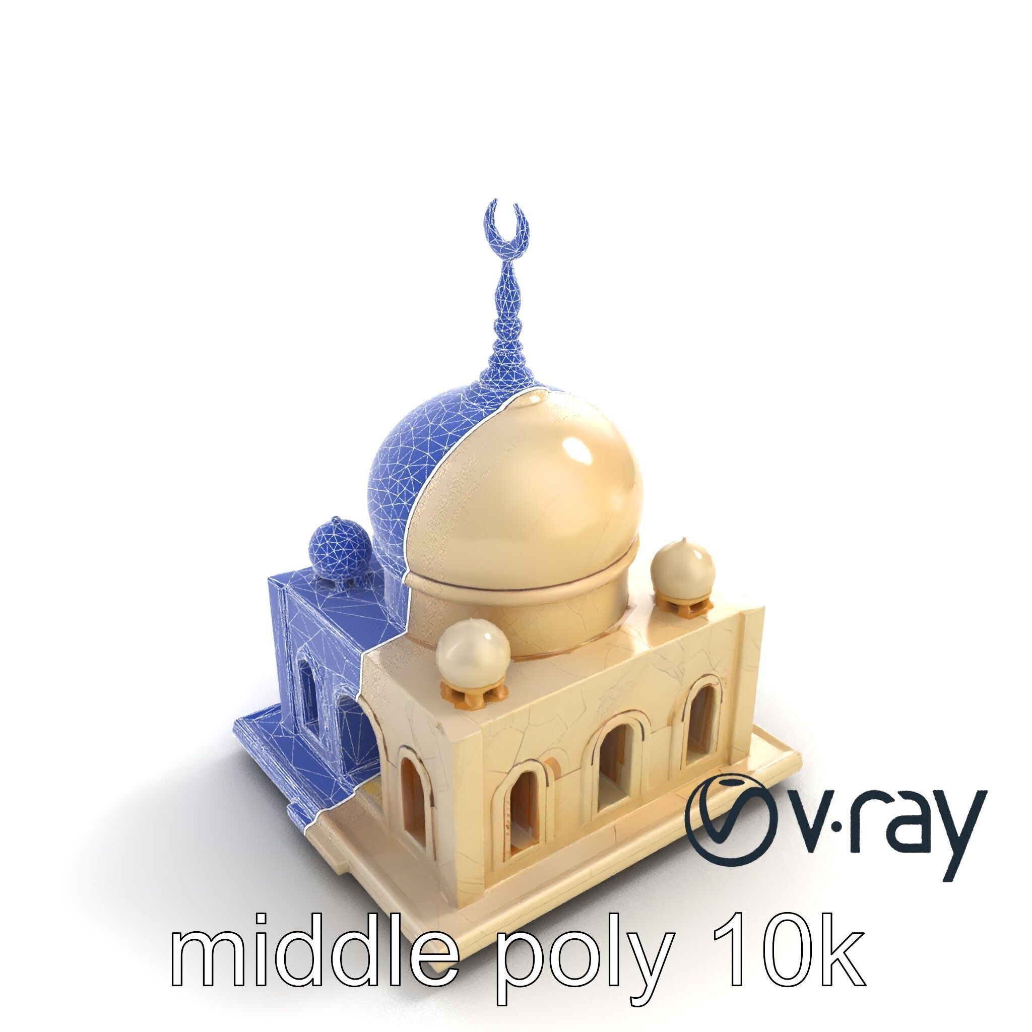 Stylized Mosque Crescent Dome model pack Low-poly 3D model_10