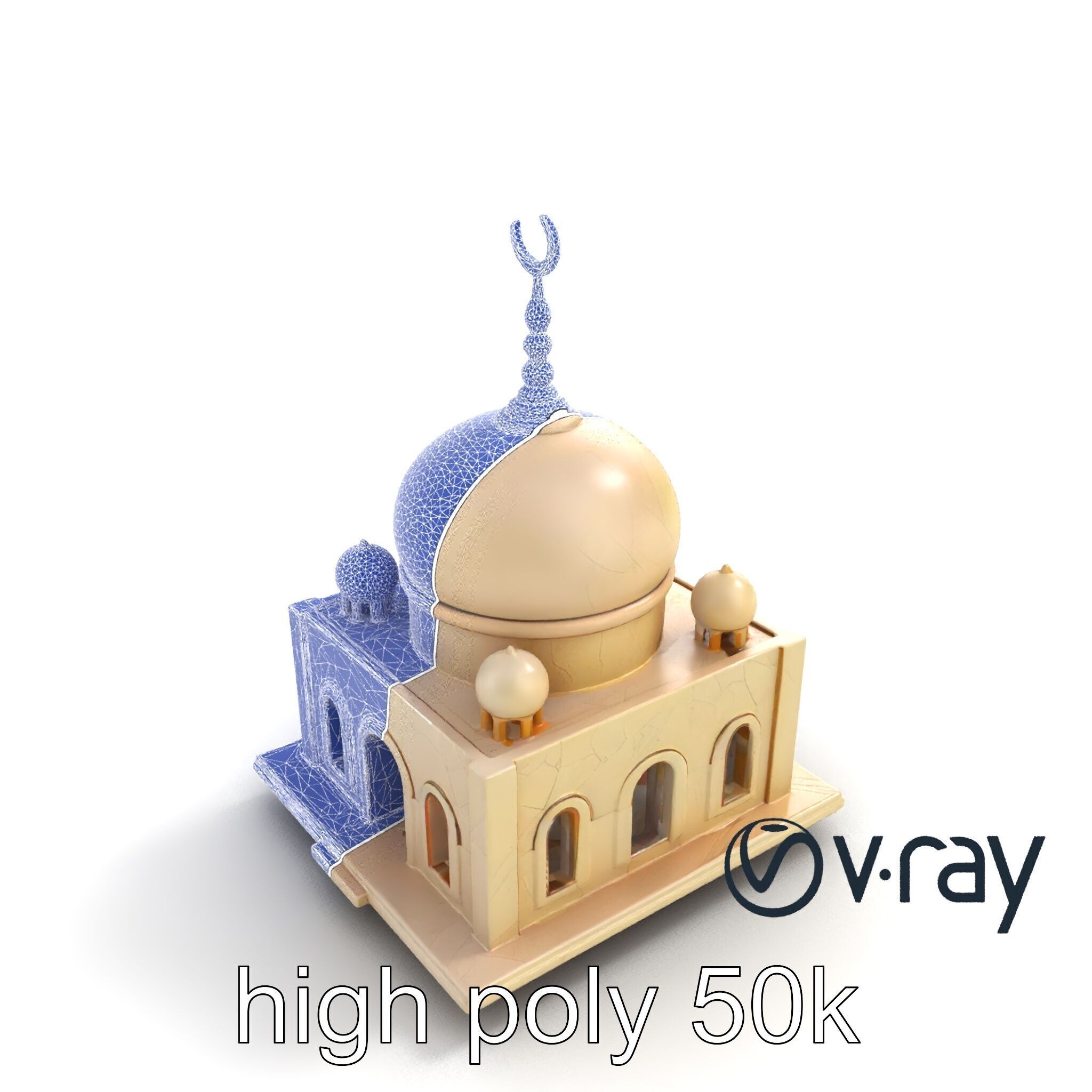 Stylized Mosque Crescent Dome model pack Low-poly 3D model_12