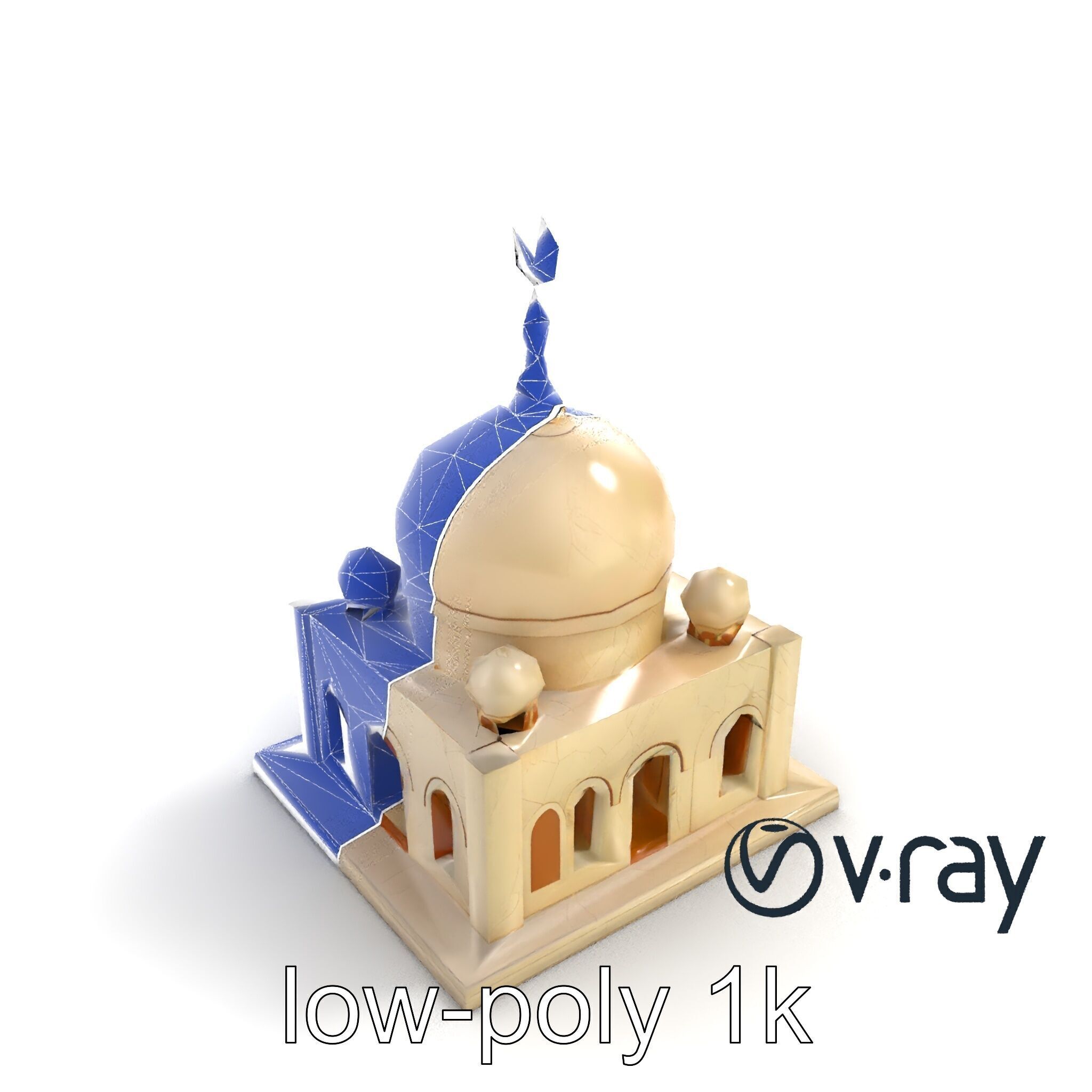 Stylized Mosque Crescent Dome model pack Low-poly 3D model_13